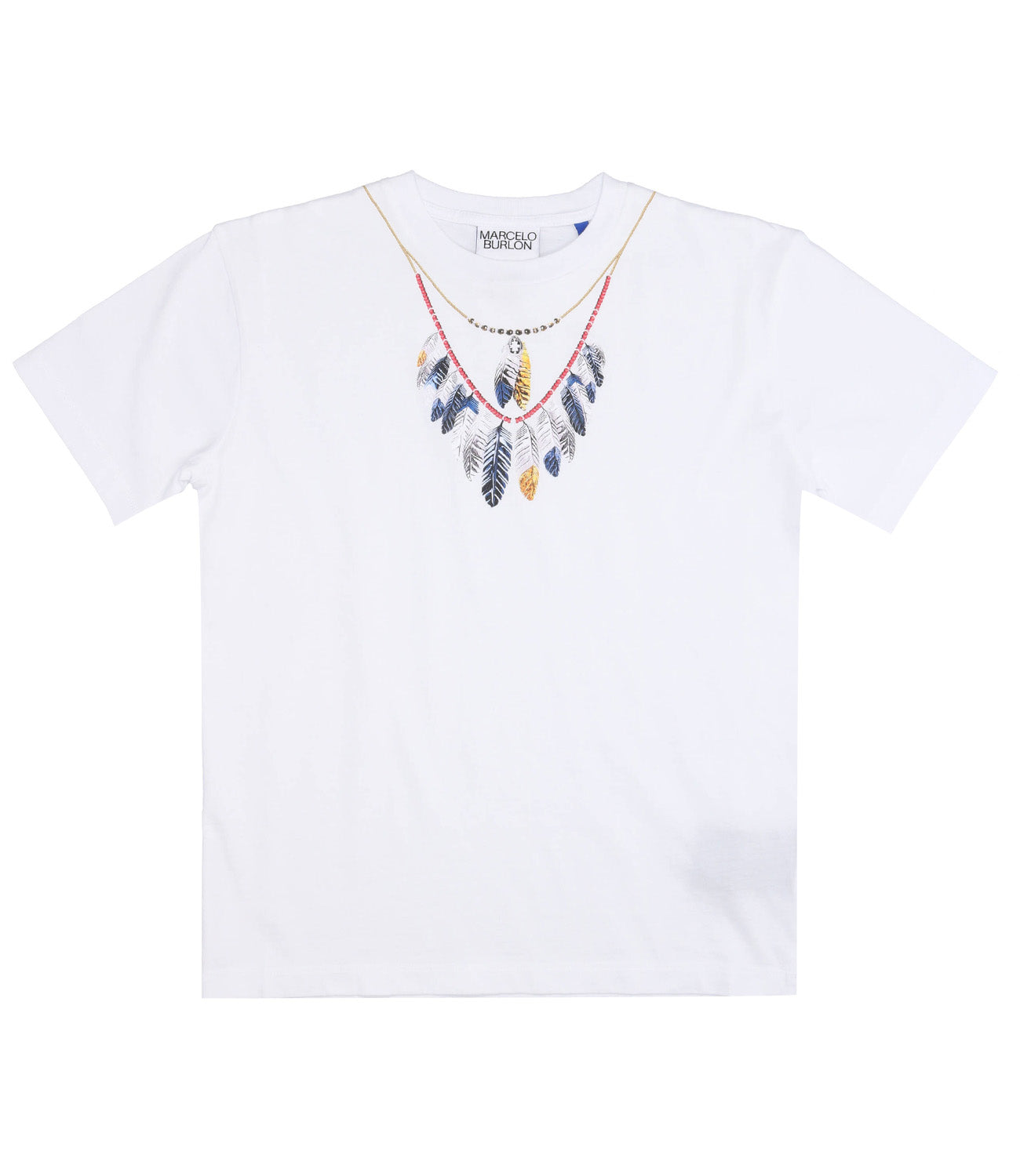 Marcelo Burlon Kids T-Shirt Double Chain Feathers White