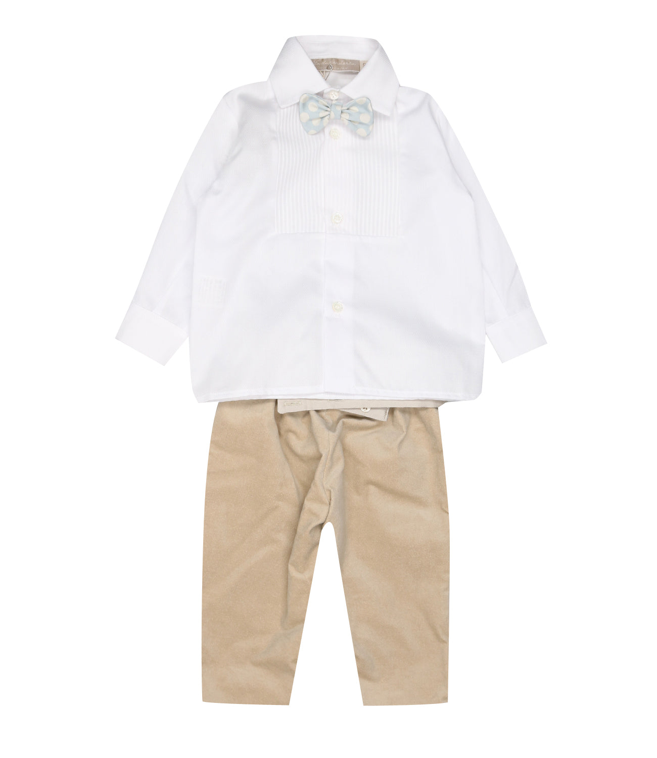 La Stupenderia | White and Beige Shirt+Pants Set