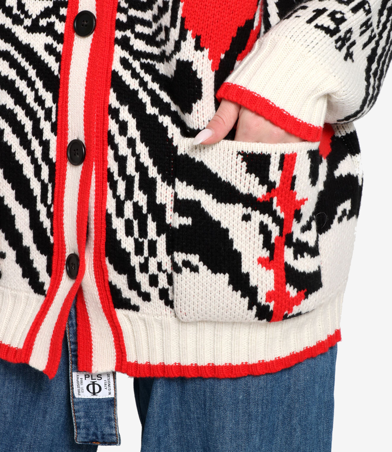 Philosophy di Lorenzo Serafini | Beige and Red Cardigan