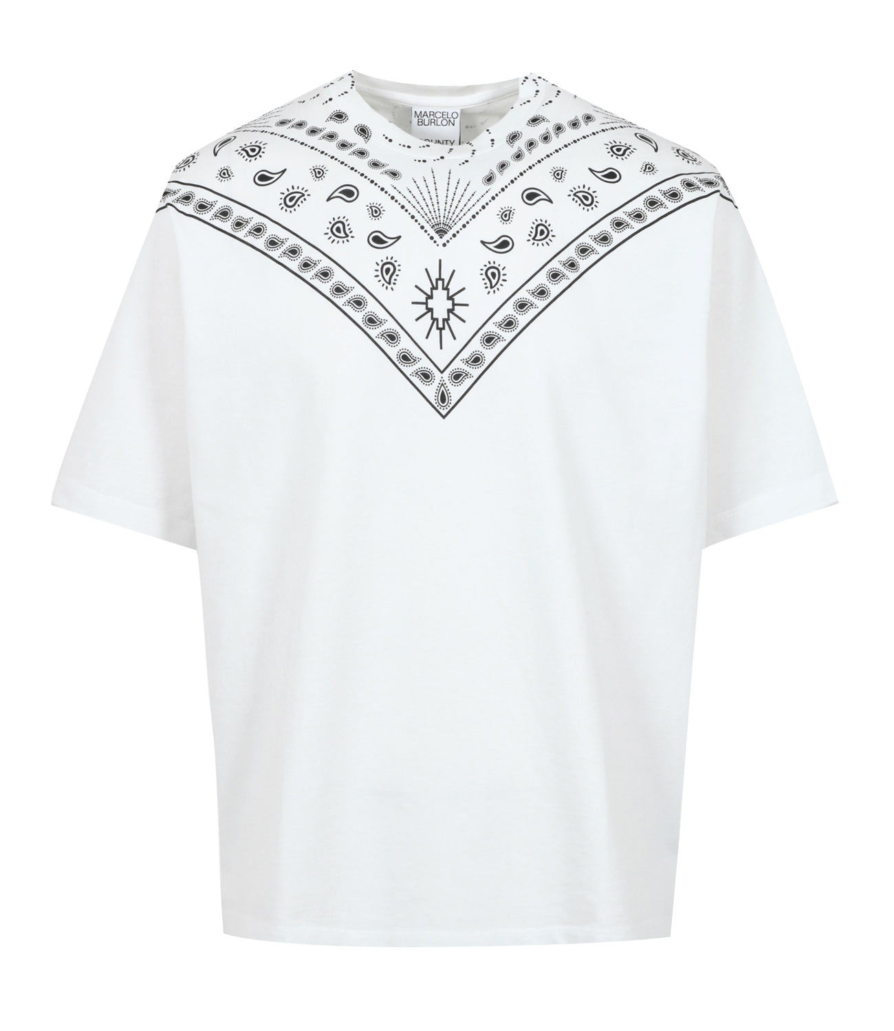 Marcelo Burlon | T-Shirt Bandana Over Bianco e Nero
