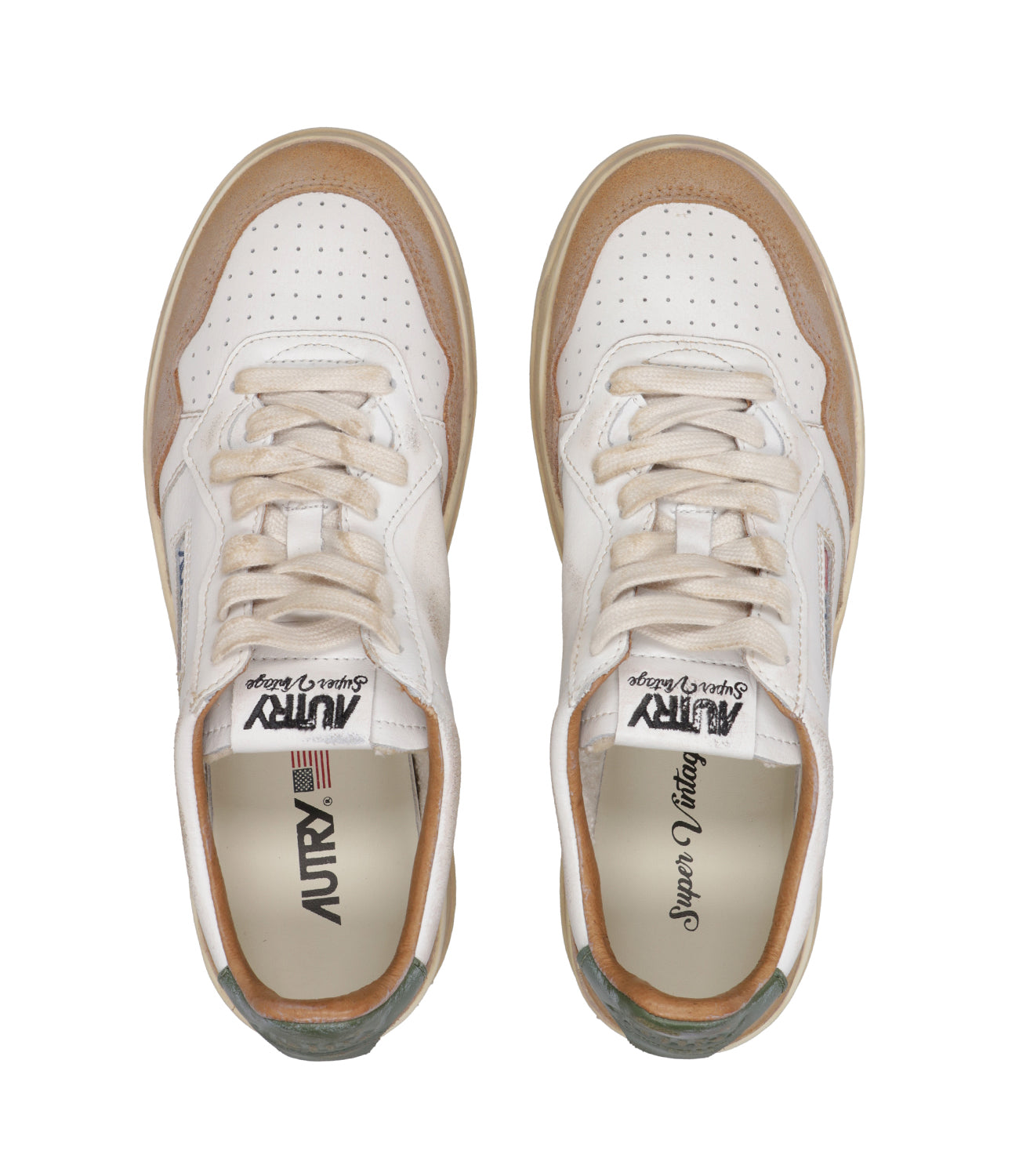 Autry | Sneakers Sup Vint Low Woman Cognac e Verde