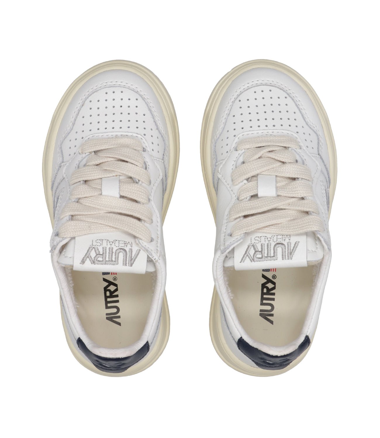Autry Kids | Medalist Low White and Blue Sneakers