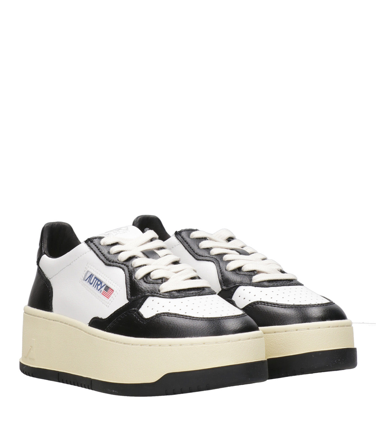 Autry | Platform Low White and Black Sneakers