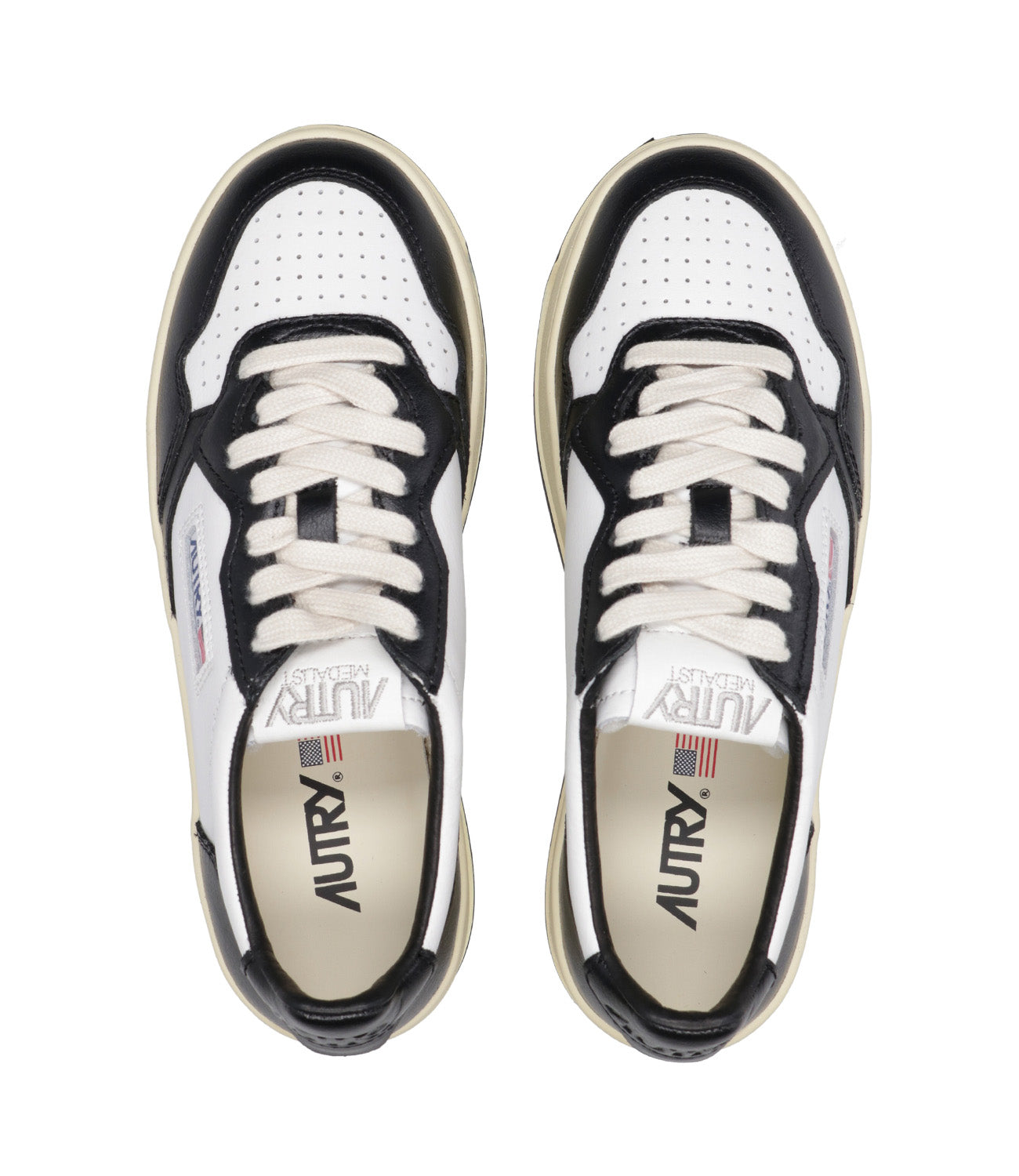 Autry | Platform Low White and Black Sneakers