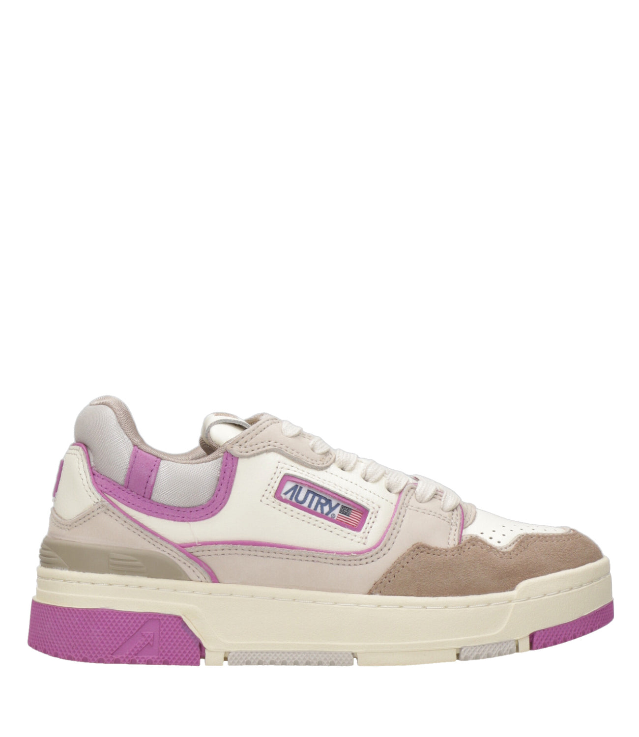 Autry | Sneakers CLC Low Woman Bianca Taupe e Fuxia
