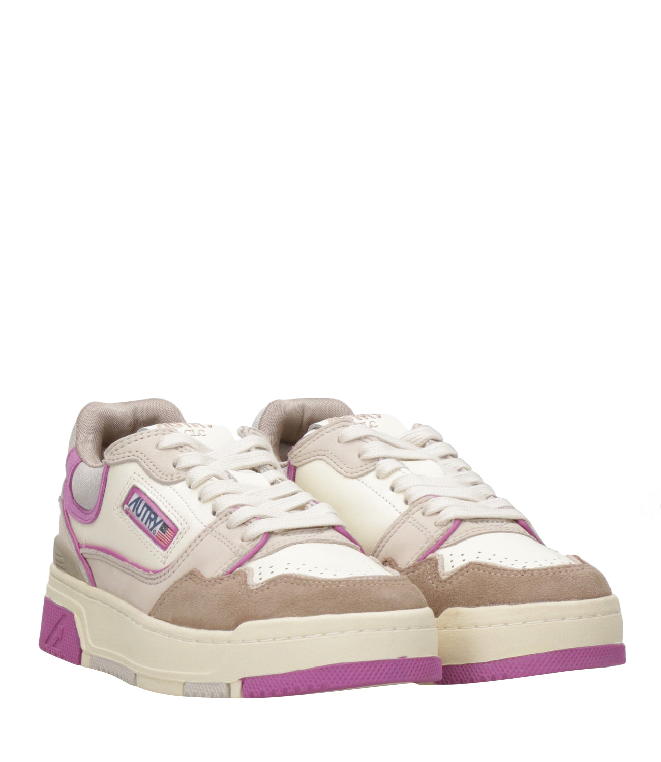 Autry | Sneakers CLC Low Woman Bianca Taupe e Fuxia