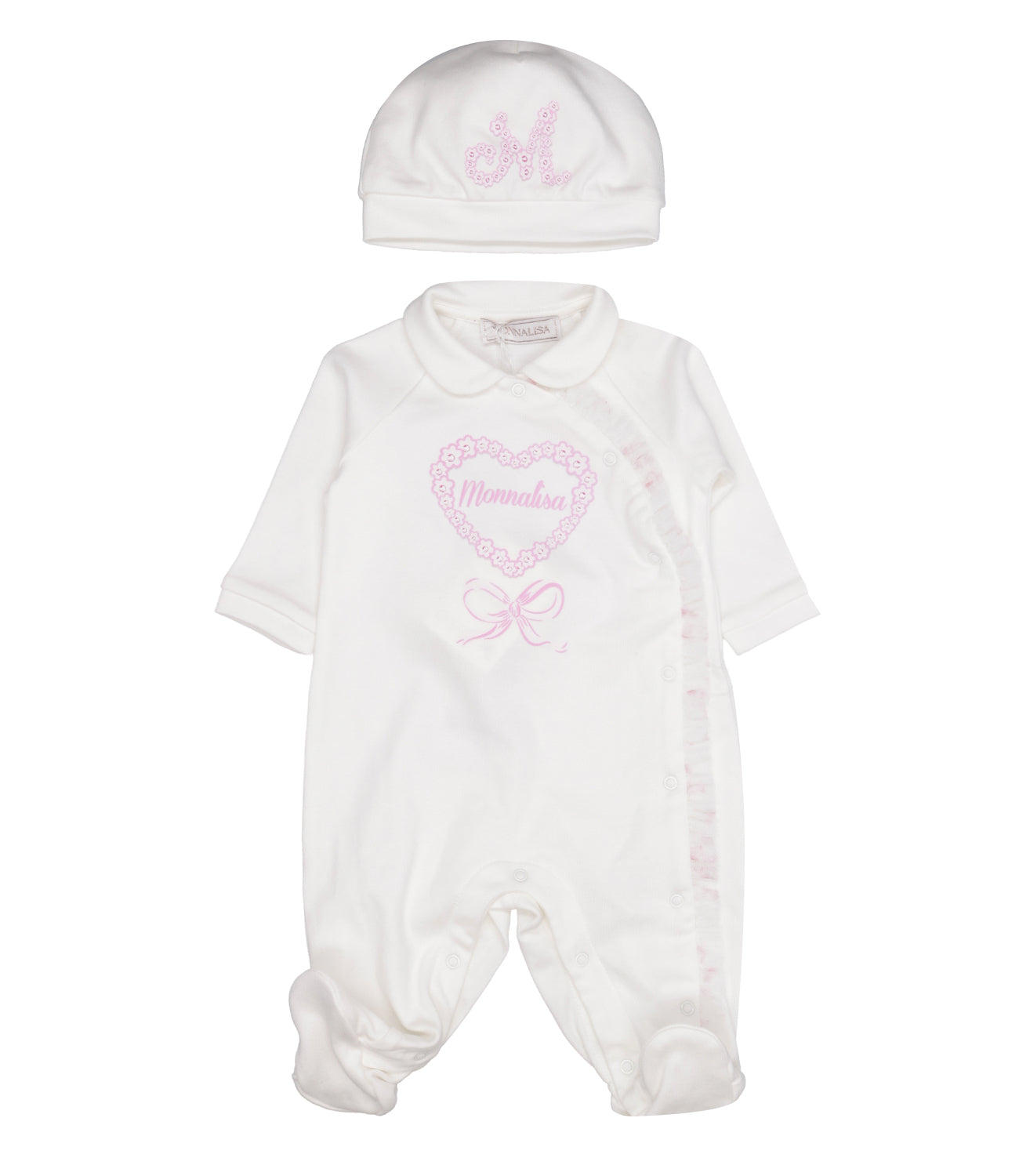 Monnalisa | Set Tutina e Cappello Bianco e Rosa