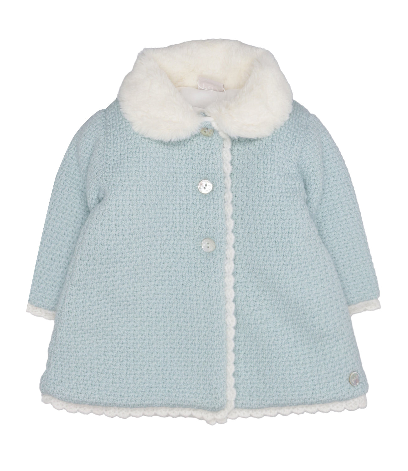 Paz Rodriguez Paz Rodriguez Water Green and Cream Coat 009