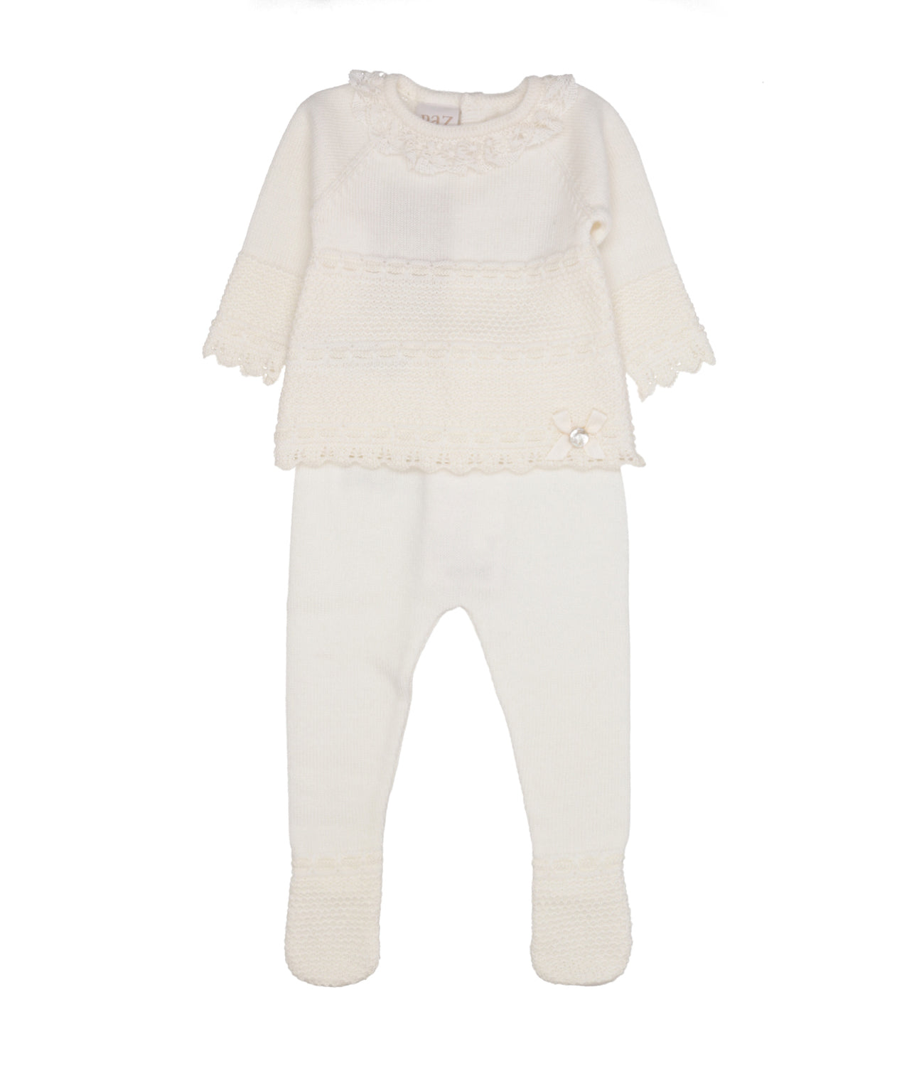 Paz Rodriguez | Cream and Beige Sweater and Pant Set