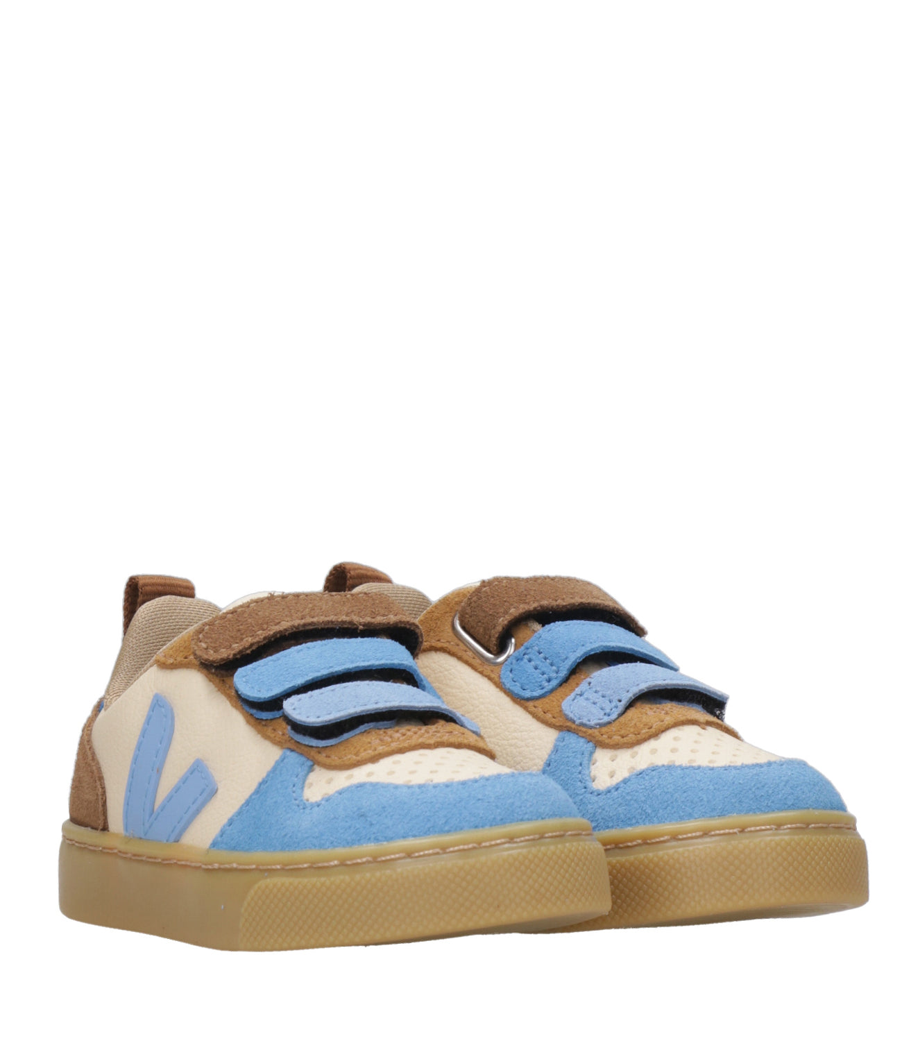 Veja Kids | Sneakers Small V-10 Cream Light Blue and Camel