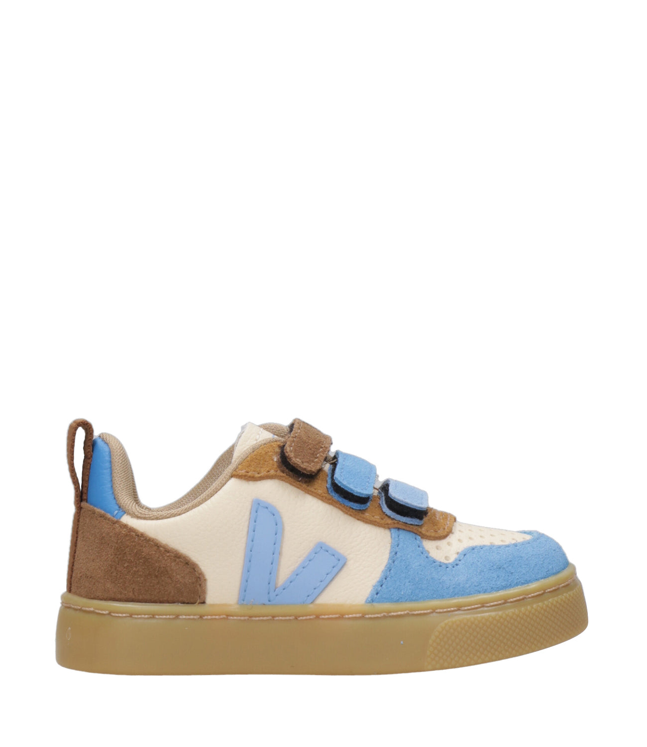 Veja Kids | Sneakers Small V-10 Cream Light Blue and Camel