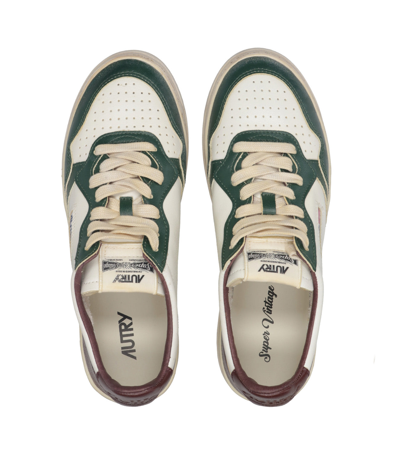 Autry | Sneakers Sup Vint Low Man Bianco Verde e Bordeaux