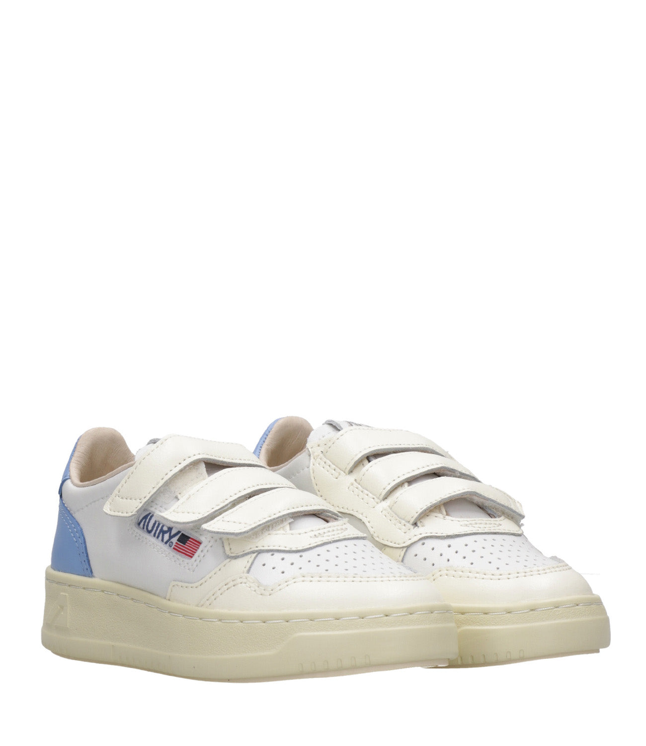 Autry Kids | Sneakers Kidstripes Low Bianco e Celeste