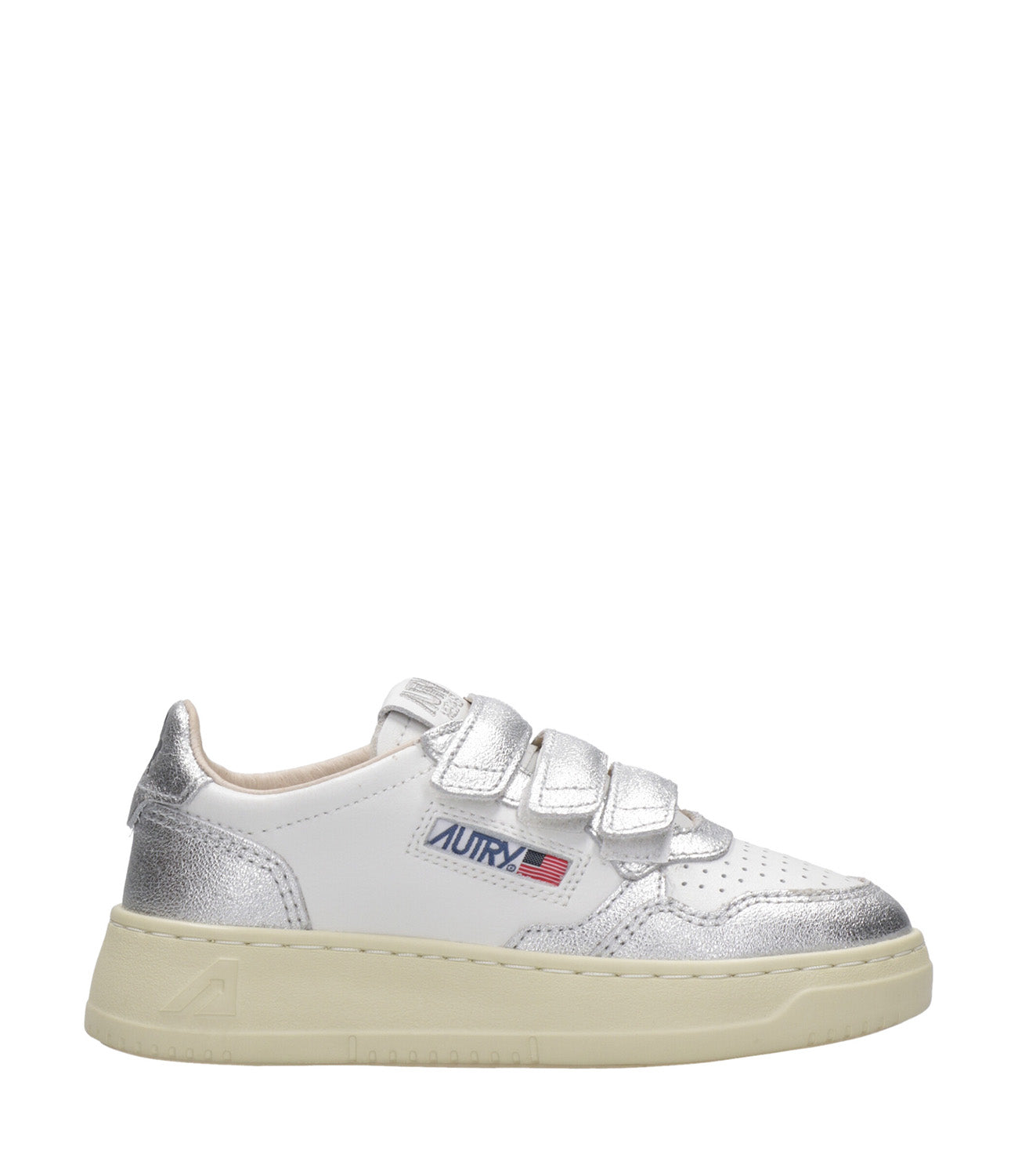 Autry Kids | Sneakers Kidstripes Low Bianco e Argento