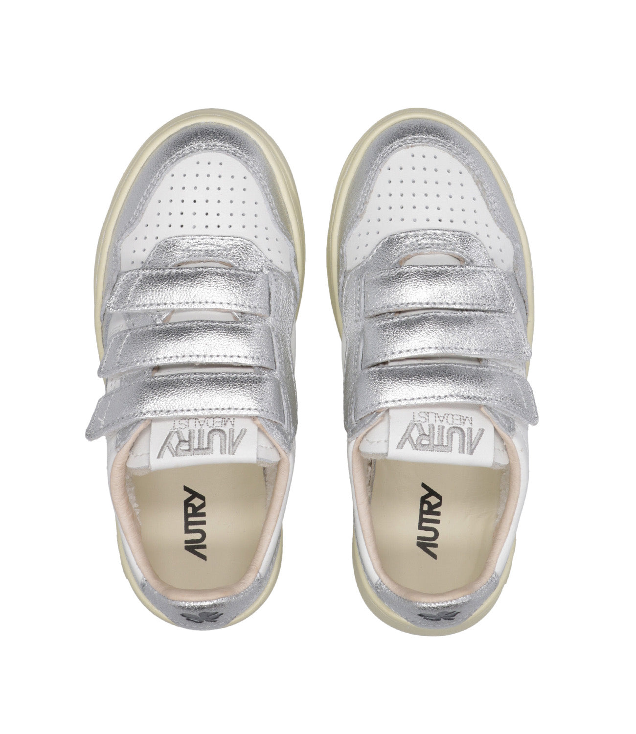 Autry Kids | Sneakers Kidstripes Low Bianco e Argento