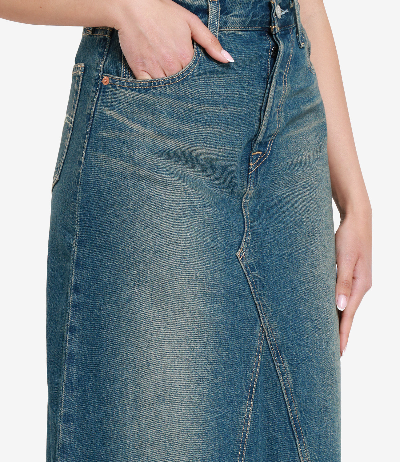 Levis | Iconic Long Skirt W/Slit Denim Medium