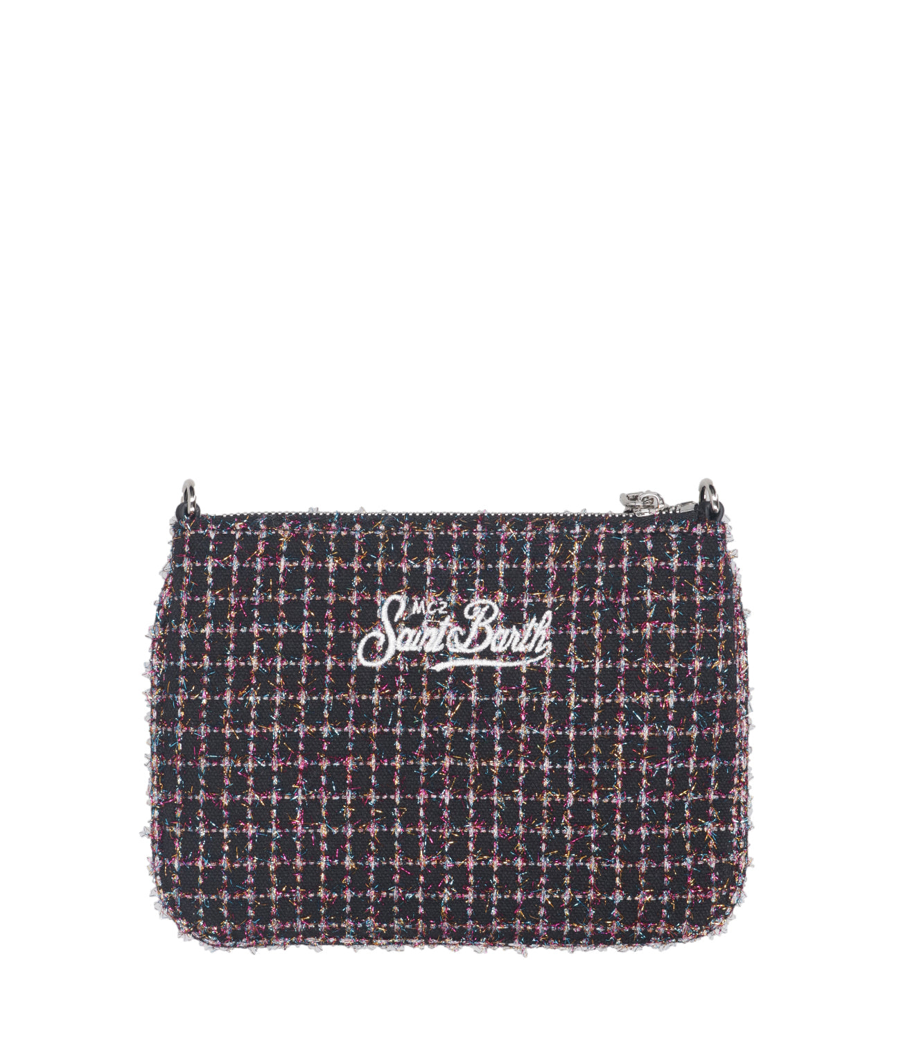 MC2 Saint Barth | Pochette Parisienne Mini Tweed Nero e Rosa