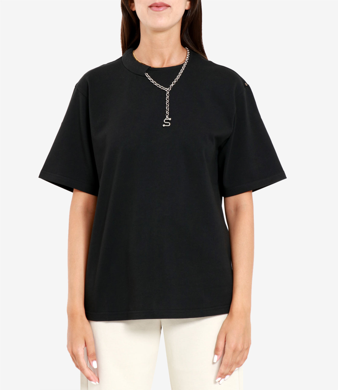 Sportmax | T-Shirt Oblato Bianco Nero