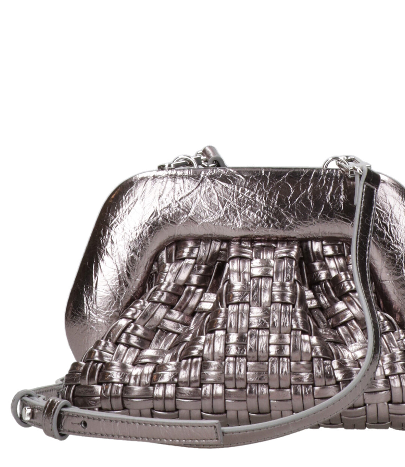 Themoirè | Clutch Gea Microweaved Laminated Argento scuro
