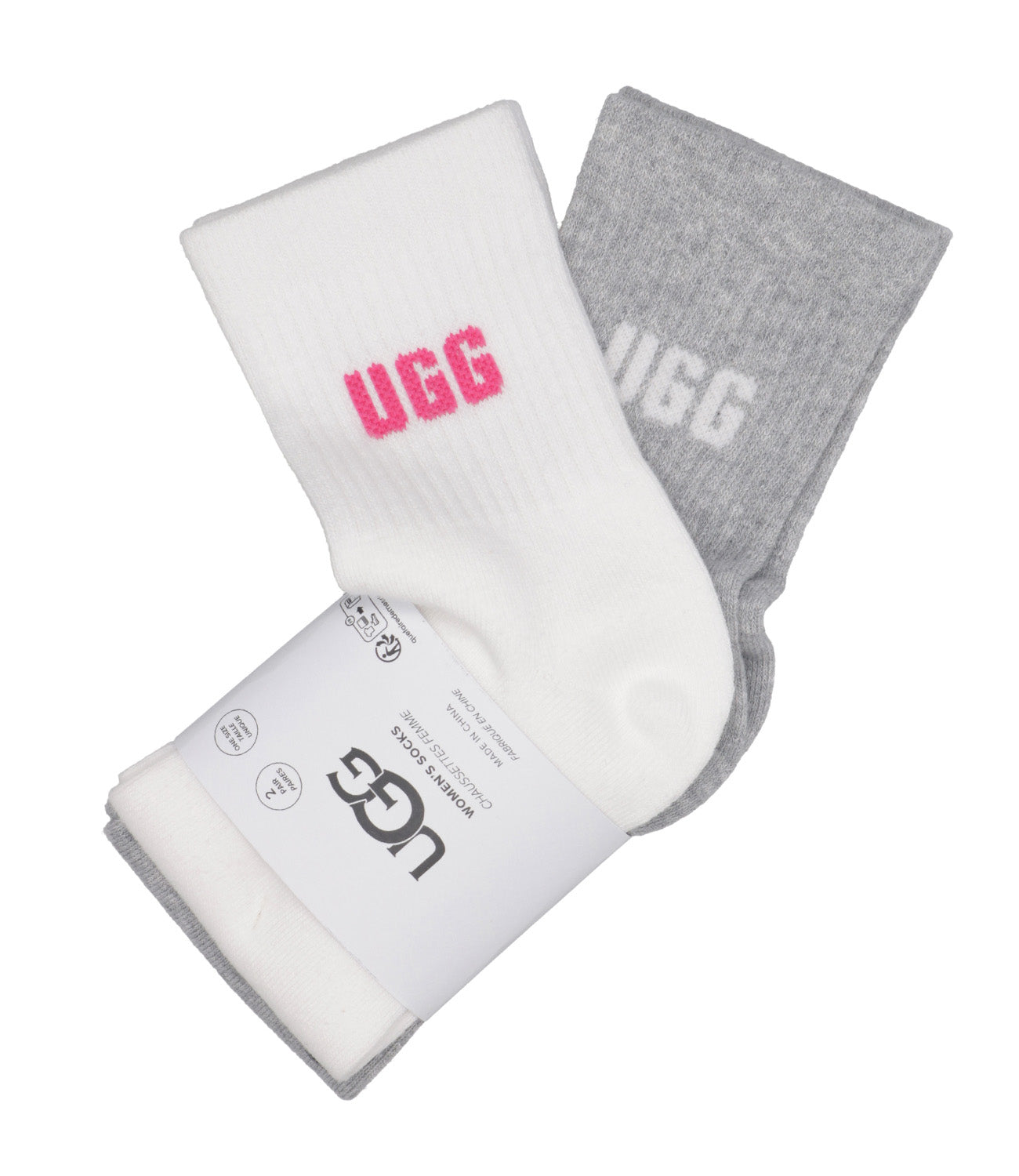 UGG | Calzini W Quinlin Logo Quarter 2 Pack Bianco e Grigio