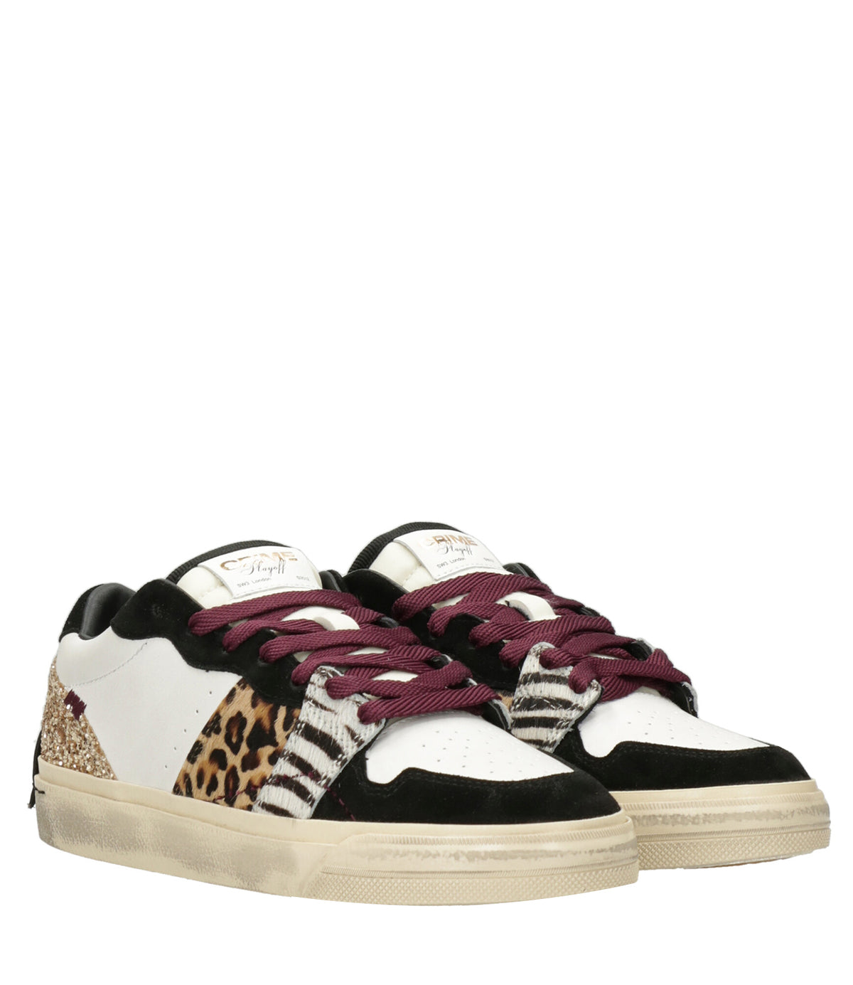 Crime London | Sneakers Playoff Bianco Nero Oro
