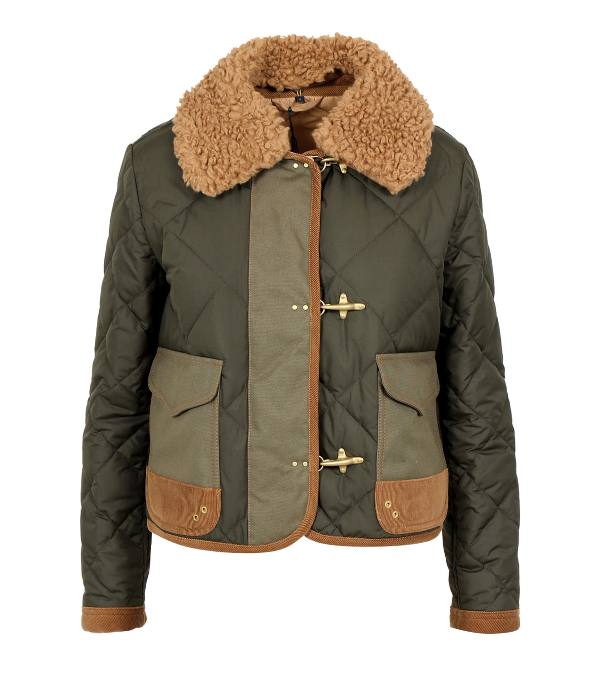 Fay | Giubbotto Mini 3 Ganci Verde Cuoio