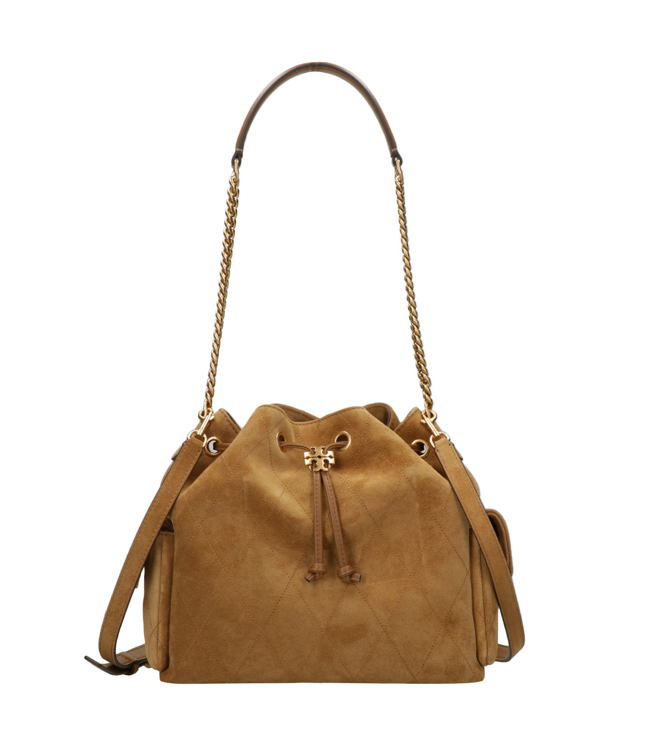 Tory Burch | Borsa a Spalla Charlie Quilted Drawstring Caffè