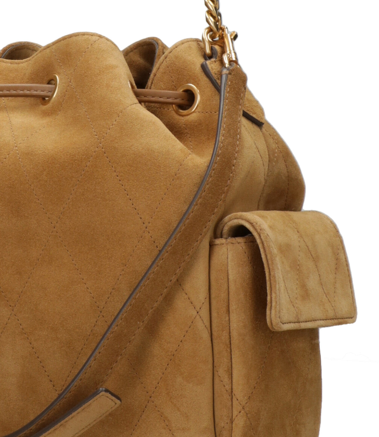 Tory Burch | Borsa a Spalla Charlie Quilted Drawstring Caffè