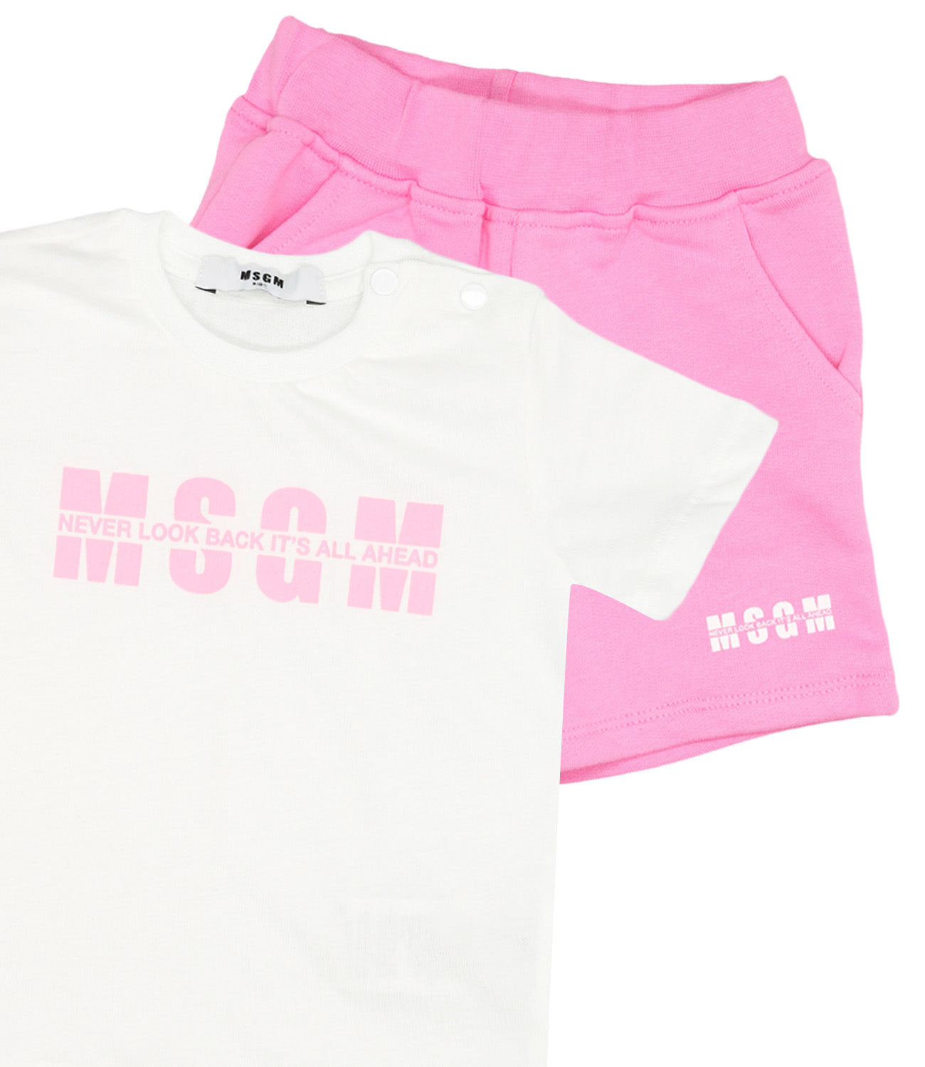 Set Maglia e Bermuda Bianco e Rosa