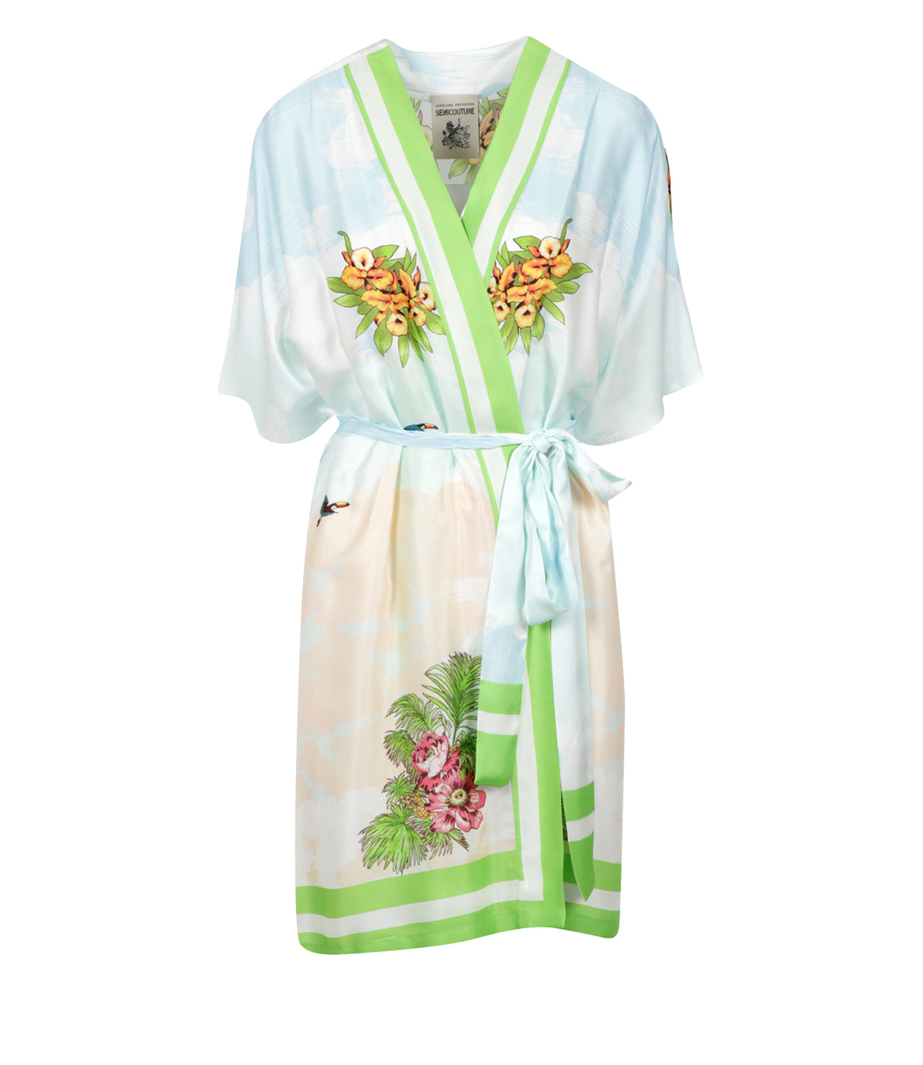 Semicouture | Caftano Aaliyhan Verde e Celeste