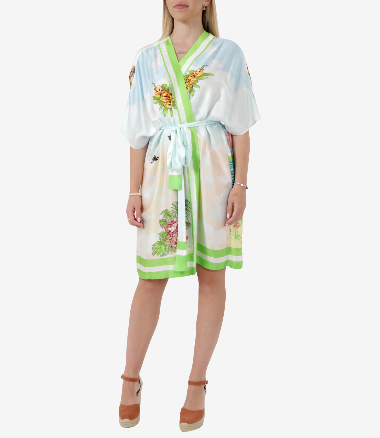 Semicouture | Caftano Aaliyhan Verde e Celeste