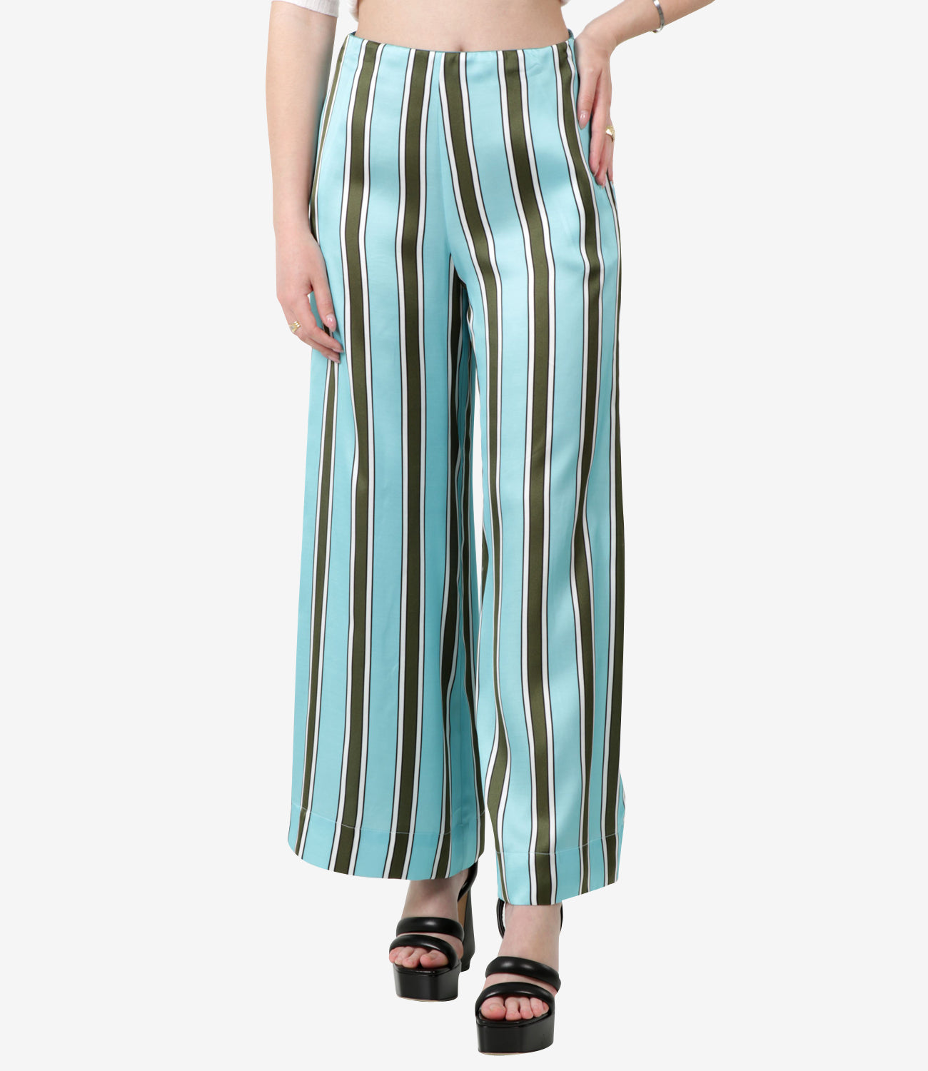 Semicouture | Pantalone Alyssia Azzurro e Kaki