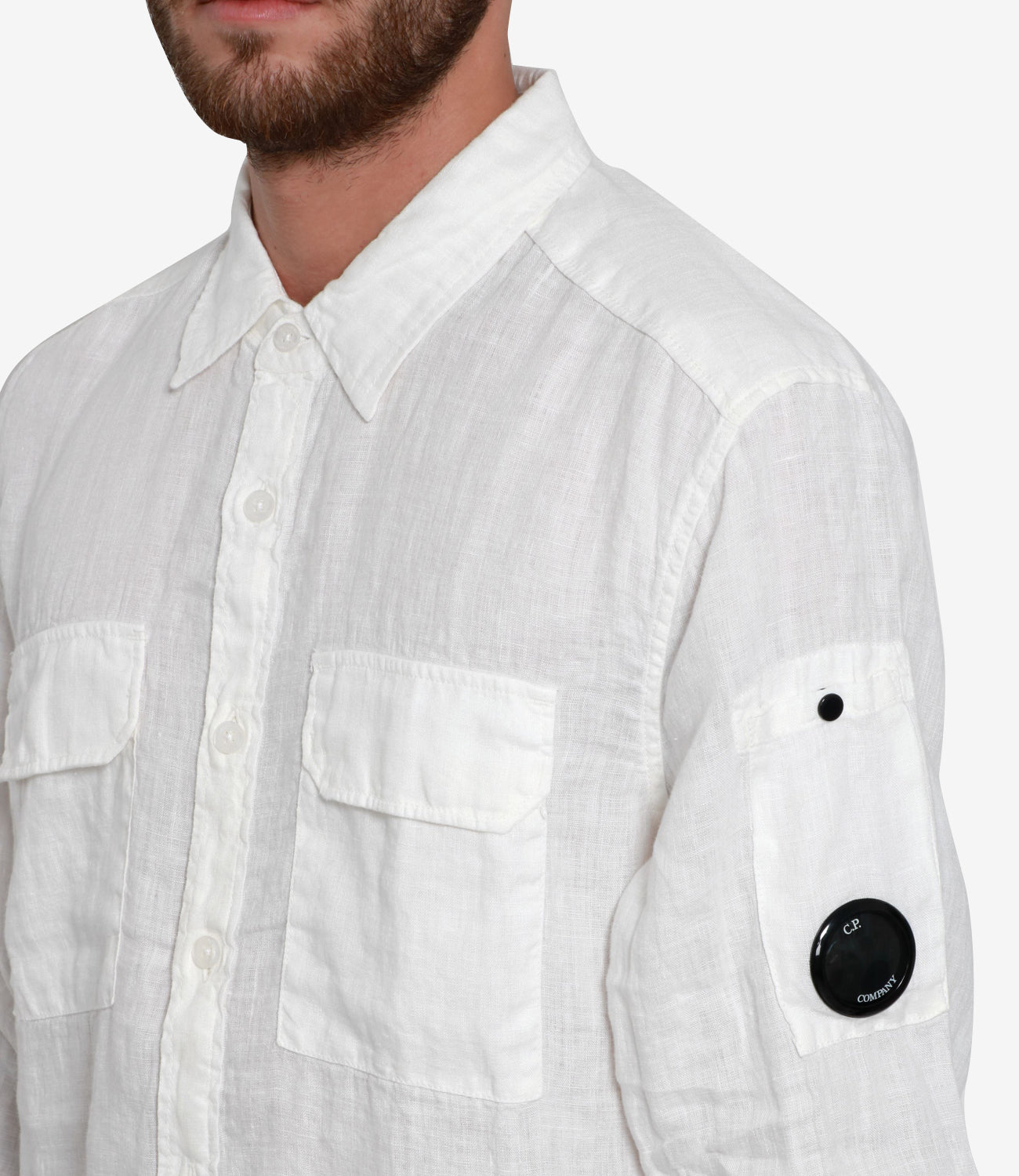 C.P. Company | Camicia Lino Twin Pockets Bianco