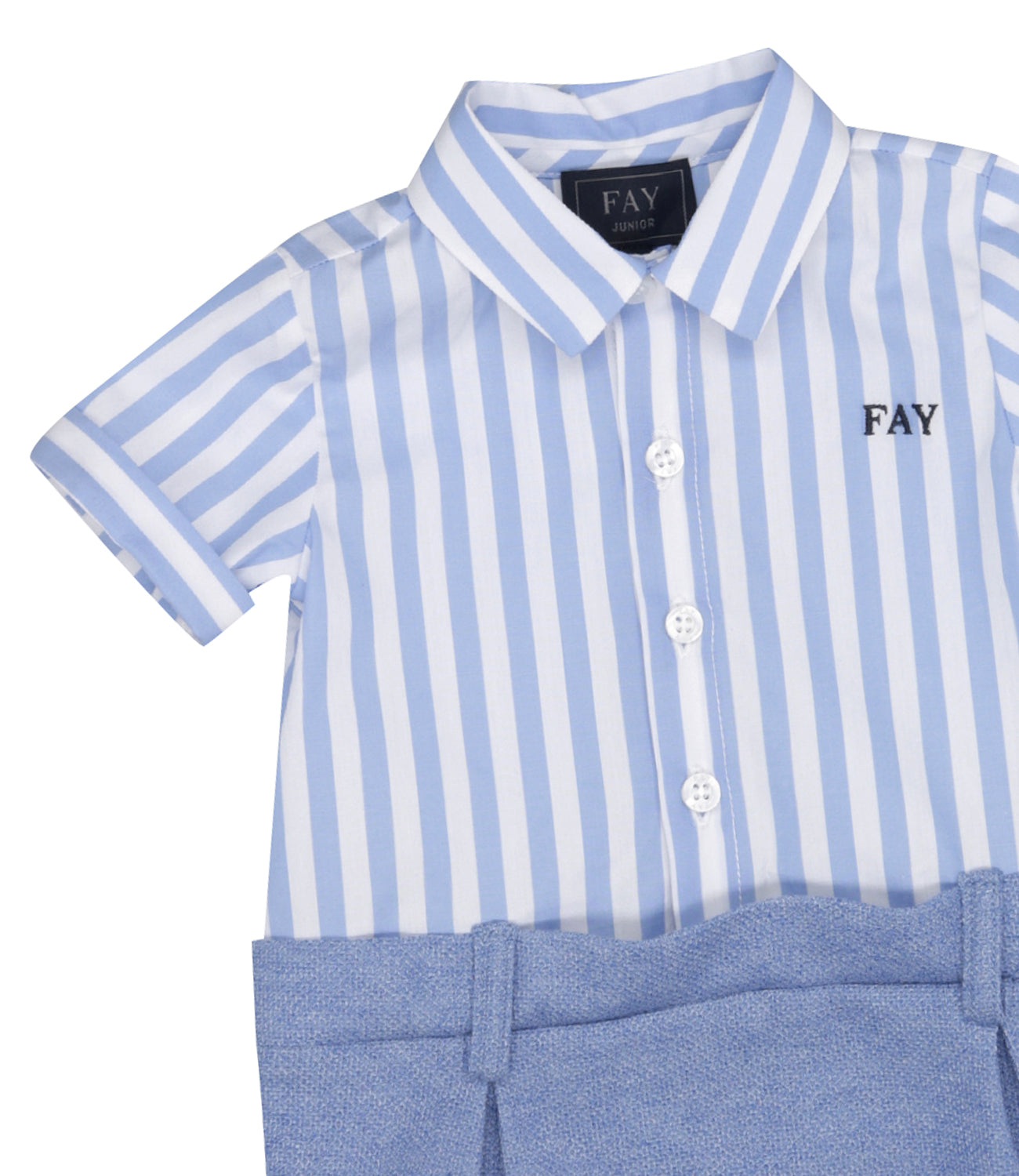 Fay Junior | Dungarees White and Light Blue