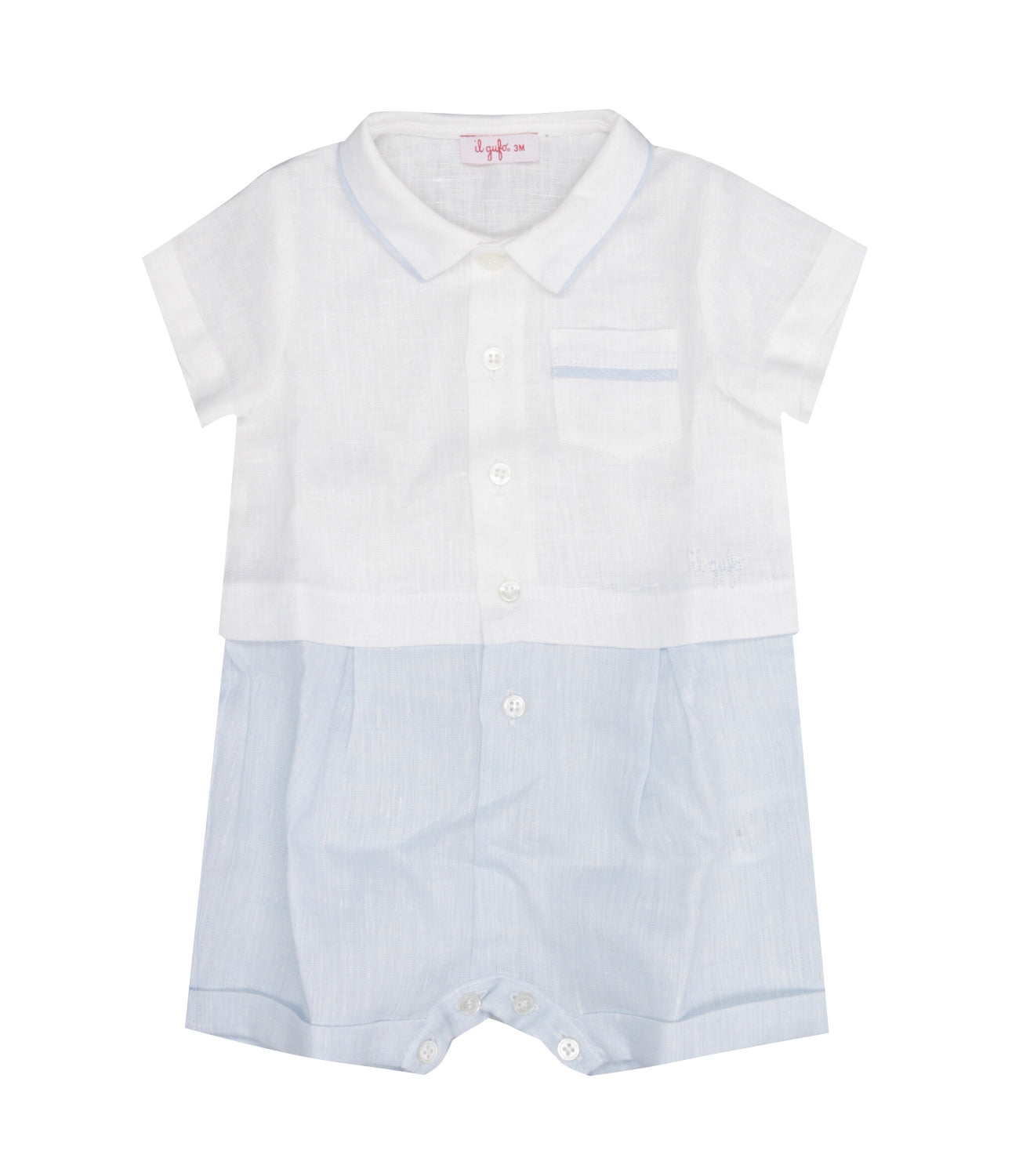 Il Gufo Il Gufo Pagliaccetto Bianco e Celeste PQ029L0012