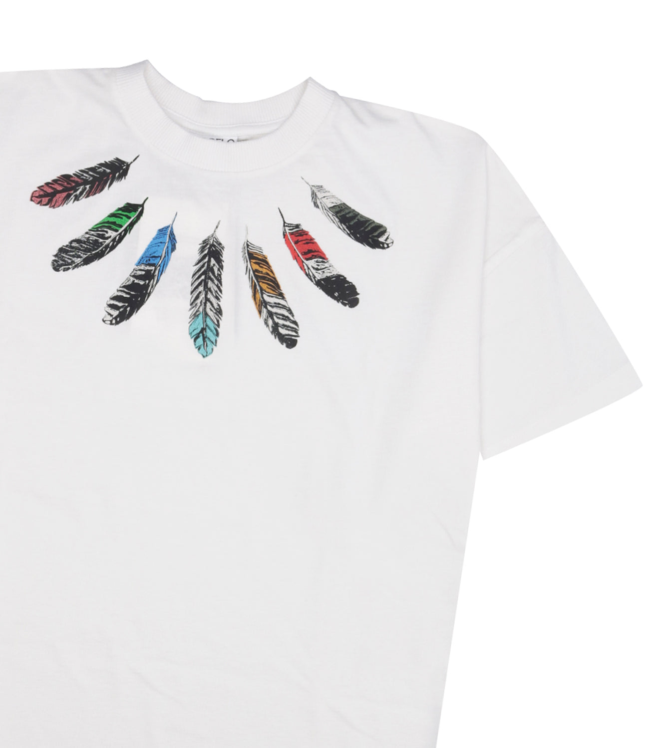 Marcelo Burlon Kids | T-Shirt Collar Feathers Bianco e Grigio