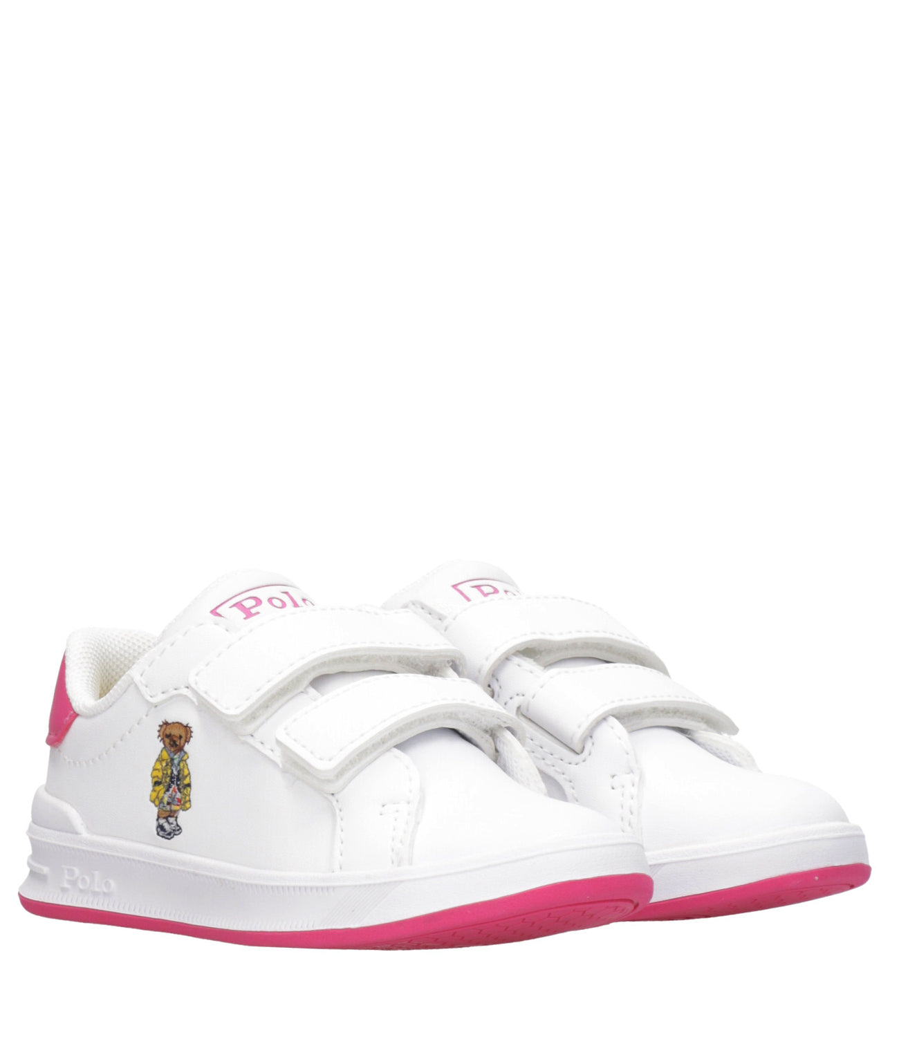 Ralph Lauren Childrenswear | Sneakers Heritage Court II Bear EZ Bianco e Fuxia