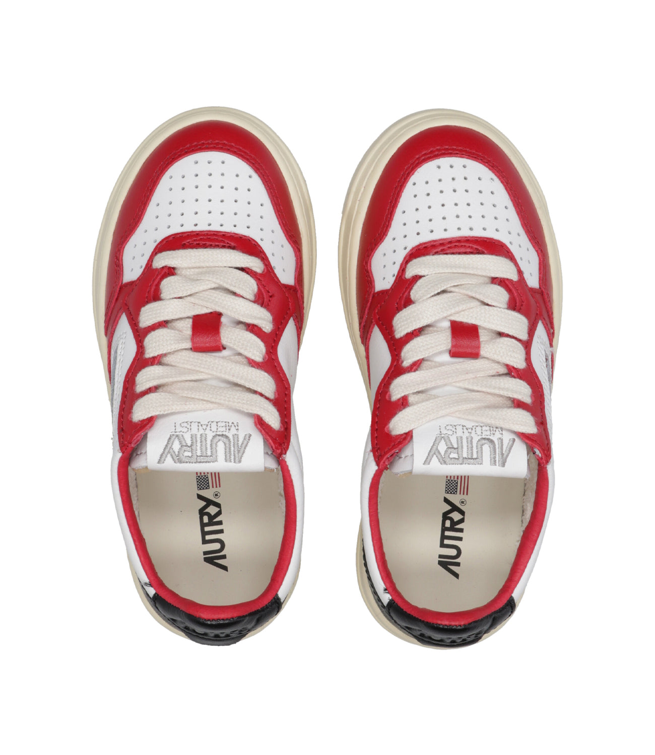 Autry Kids | Sneakers Medalist Low Bianca, Rossa e Nera