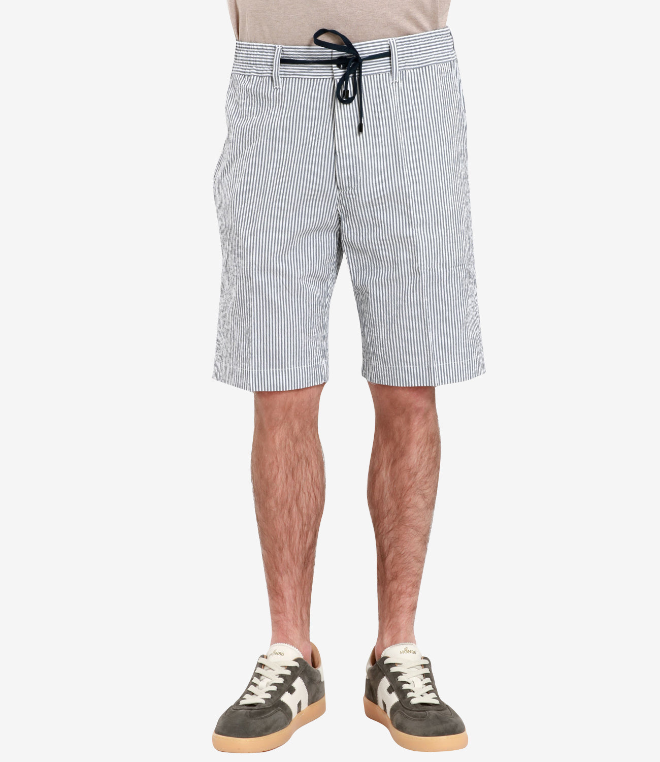 Cruna | White and Blue Bermuda Shorts