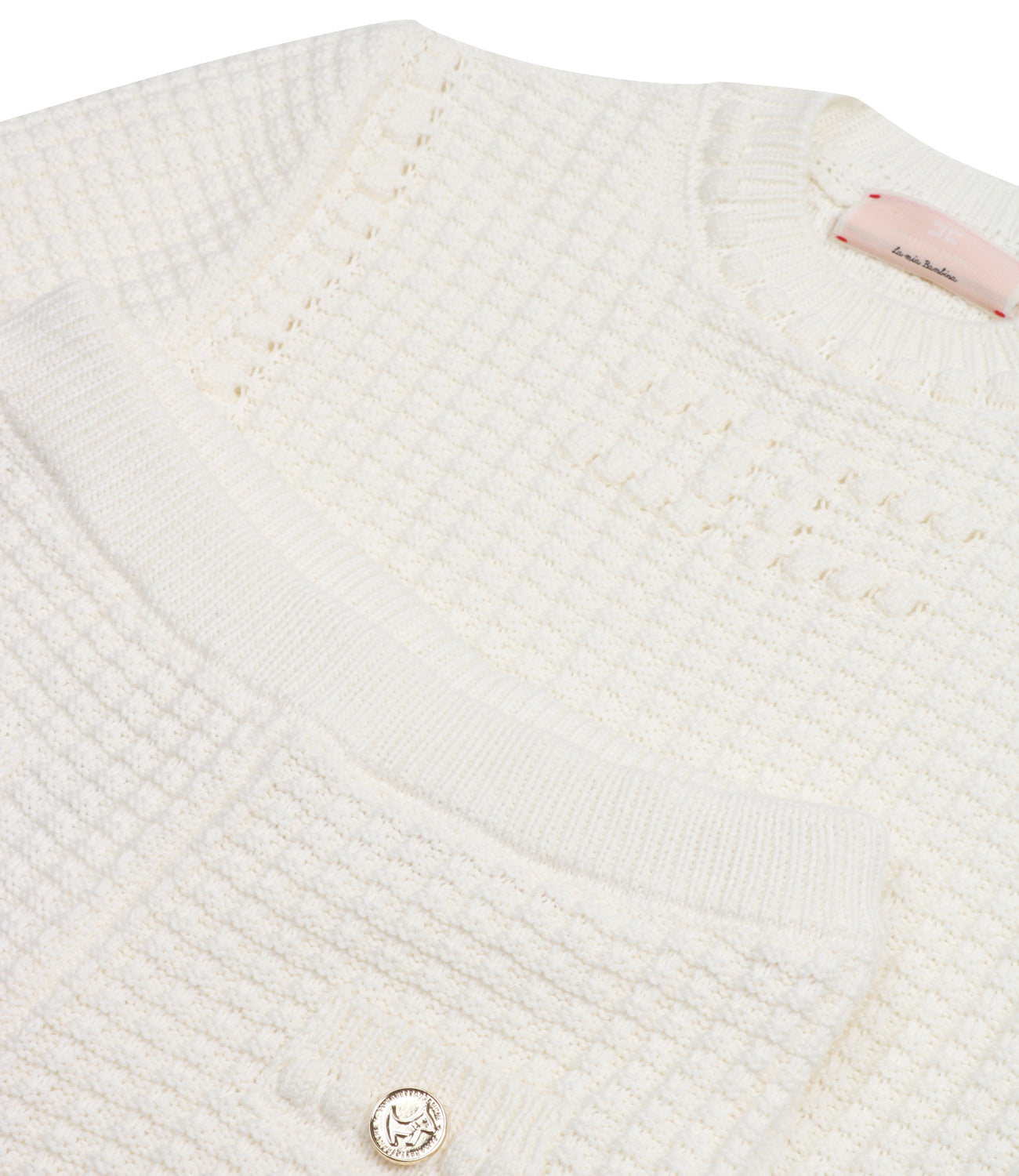 Elisabetta Franchi La Mia Bambina | Cream Sweater and Bermuda Shorts Set
