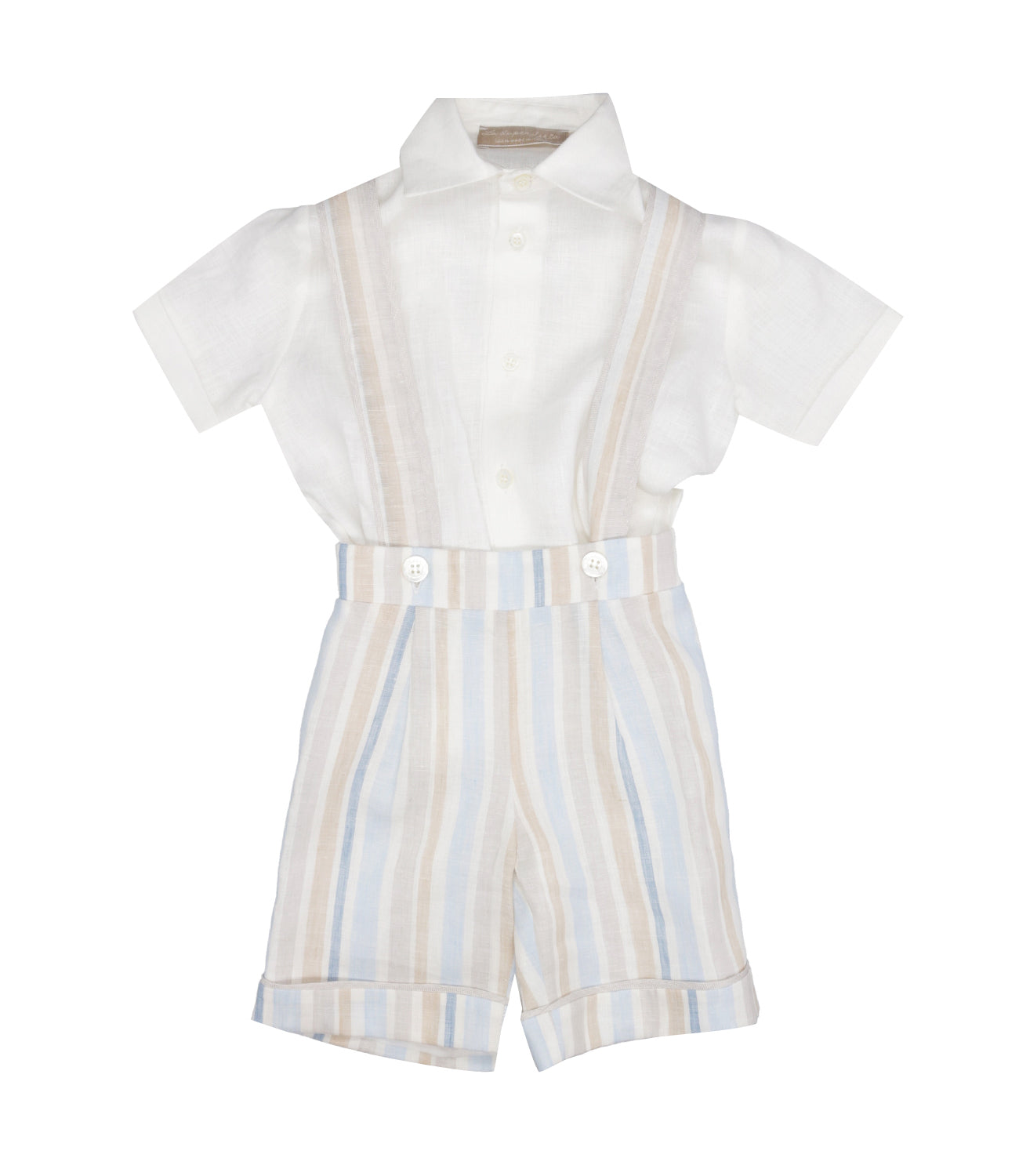 La Stupenderia | Gabriele White and Multicolor Shirt and Bermuda Set