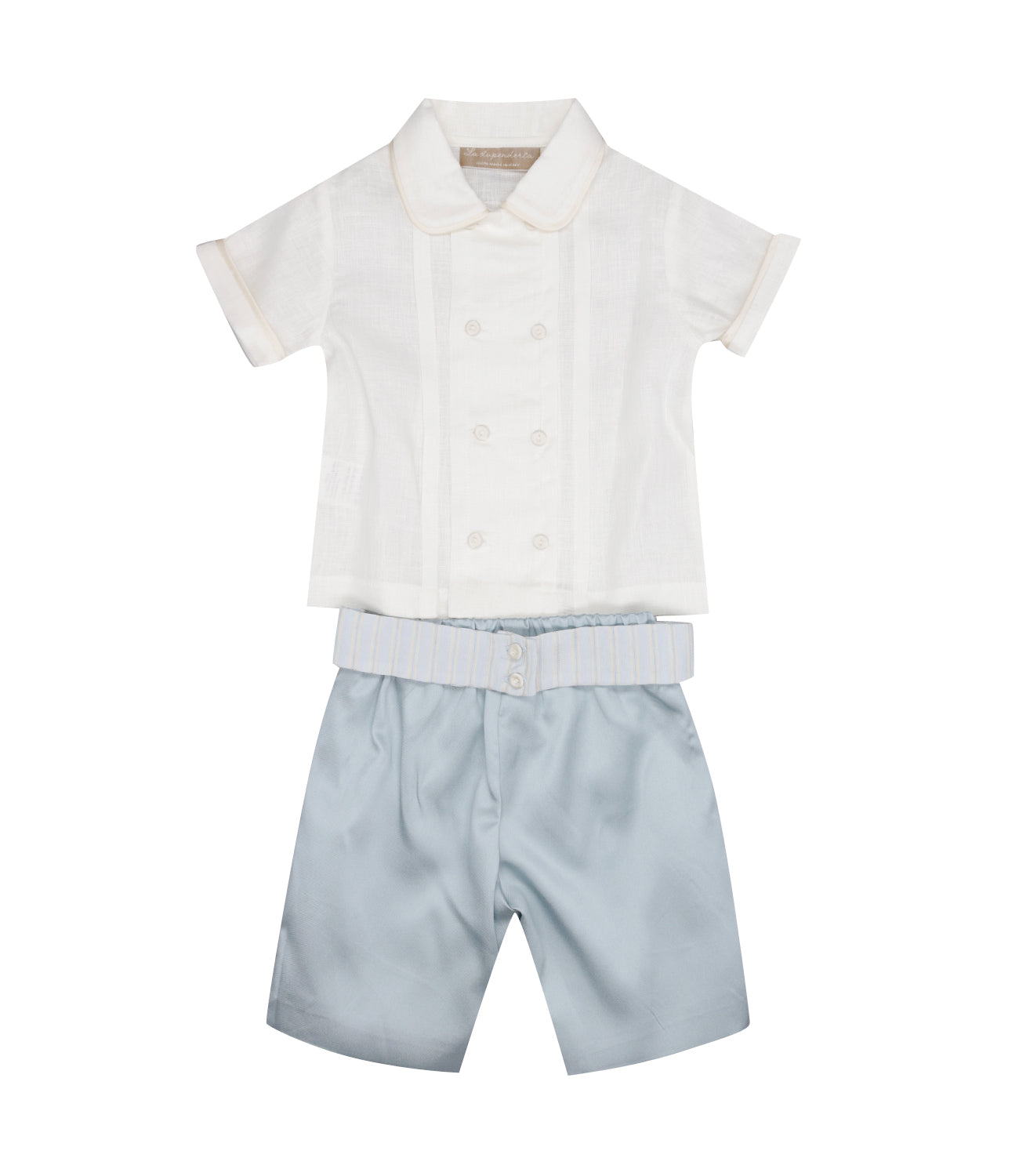 La Stupenderia | Michelangelo White and Light Blue Shirt and Bermuda Shorts Set