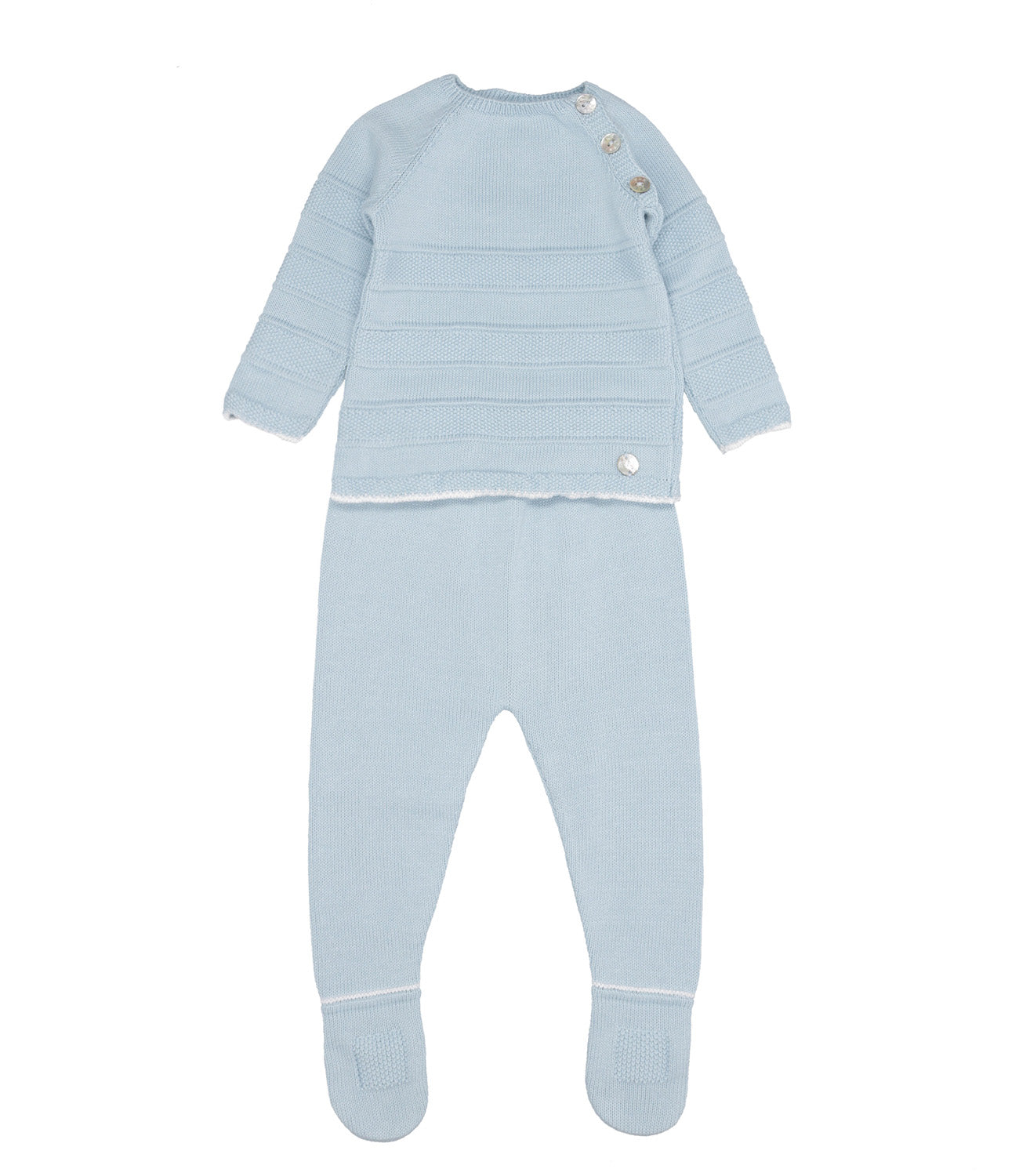 Paz Rodriguez | Sea Blue and White Lia Sweater and Pant Set