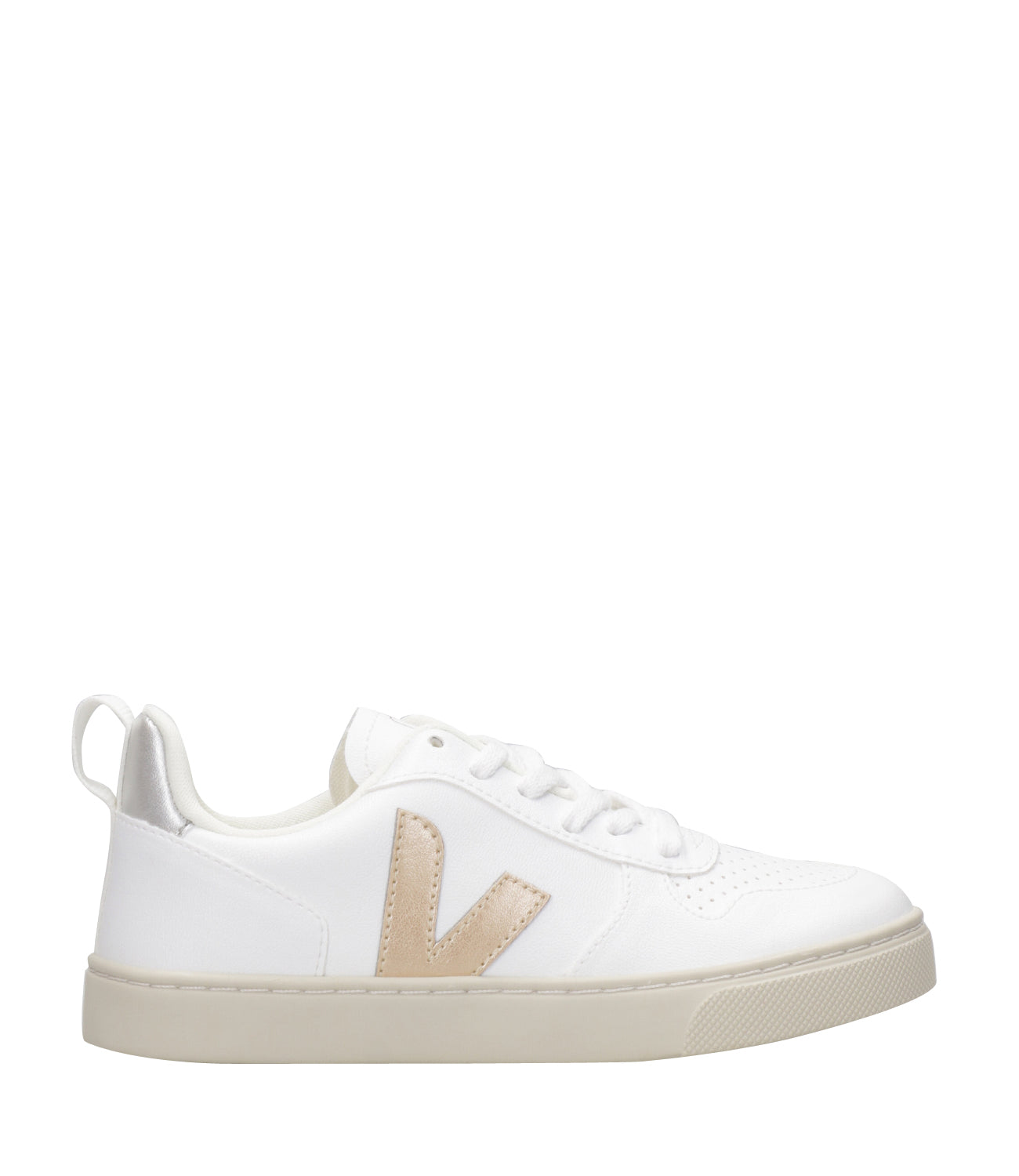 Veja Kids | Sneakers V-10 Velcro White, Gold and Silver
