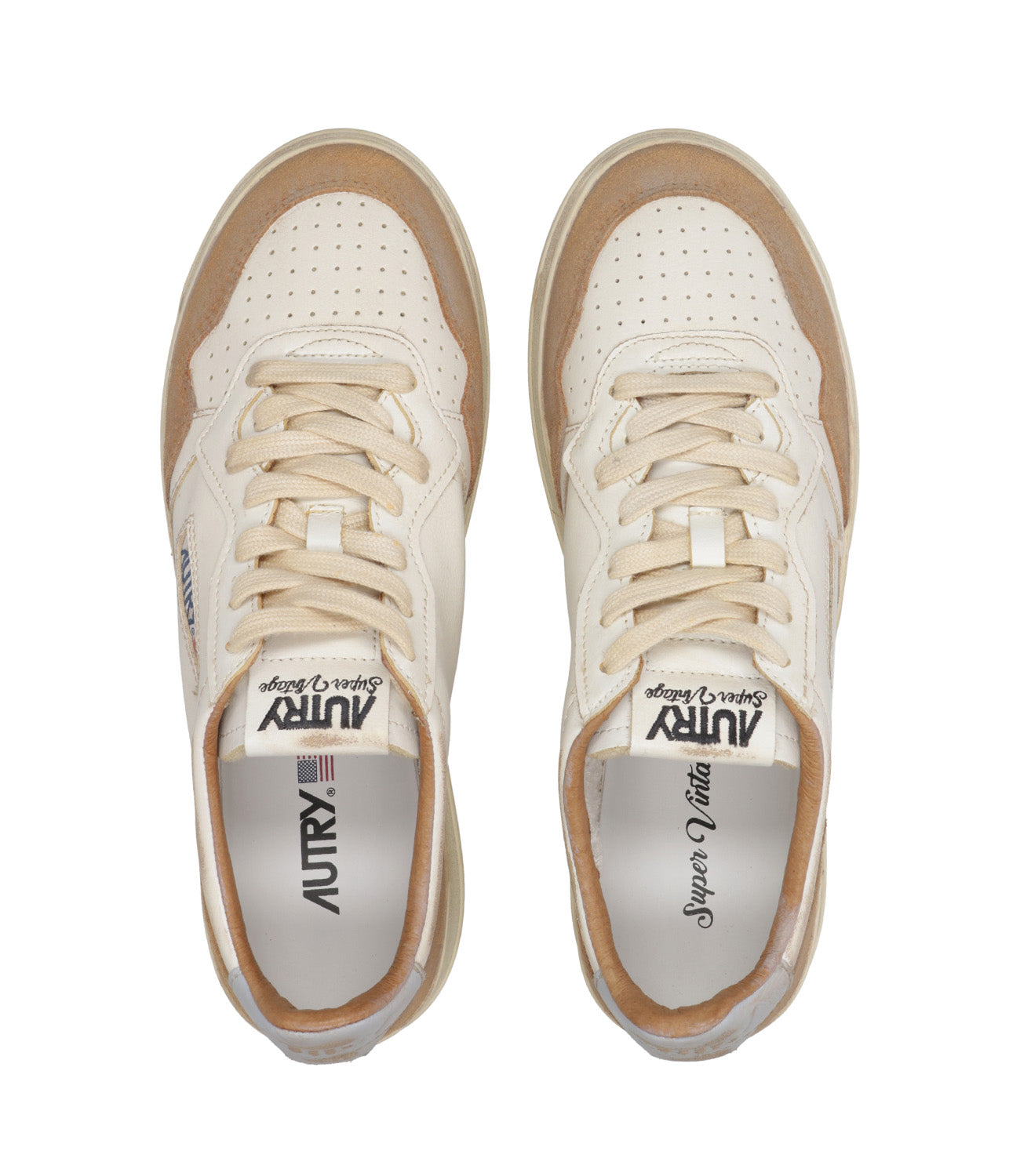 Autry | Sneakers Sup Vint Low Man Bianco e Cognac