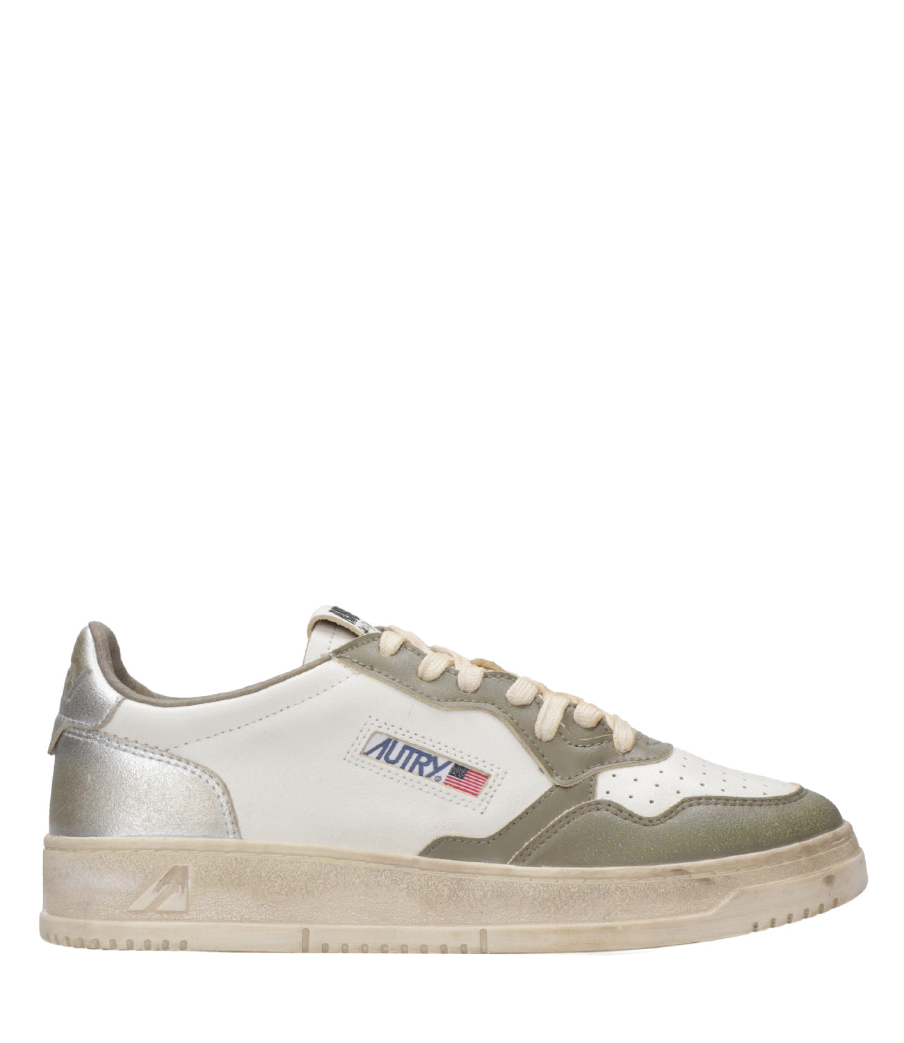 Autry | Sneakers Sup Vint Low Man Bianco Verde ed Argento