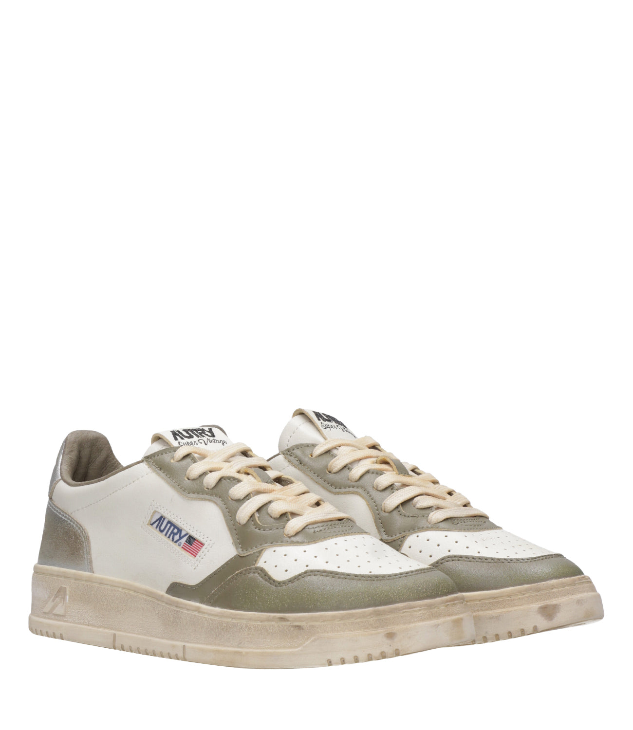Autry | Sneakers Sup Vint Low Man Bianco Verde ed Argento