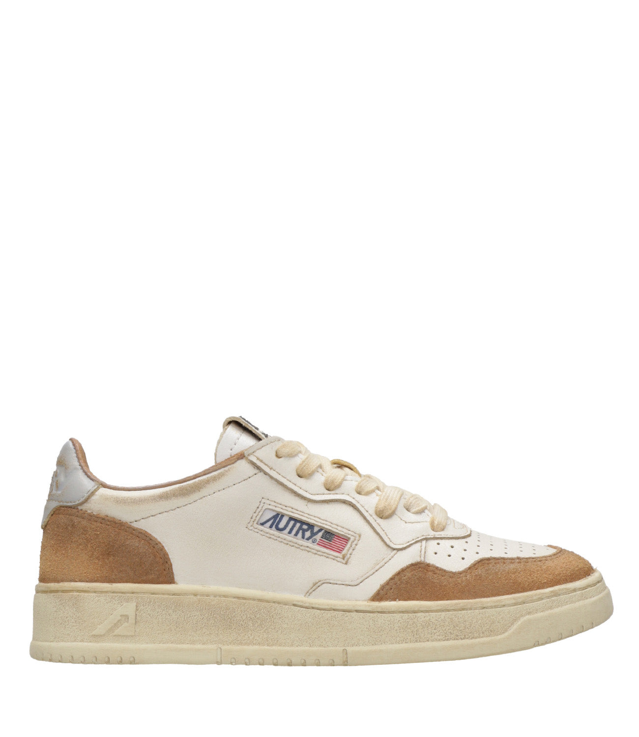 Autry | Sneakers Sup Vint Low Woman Bianco e Cognac