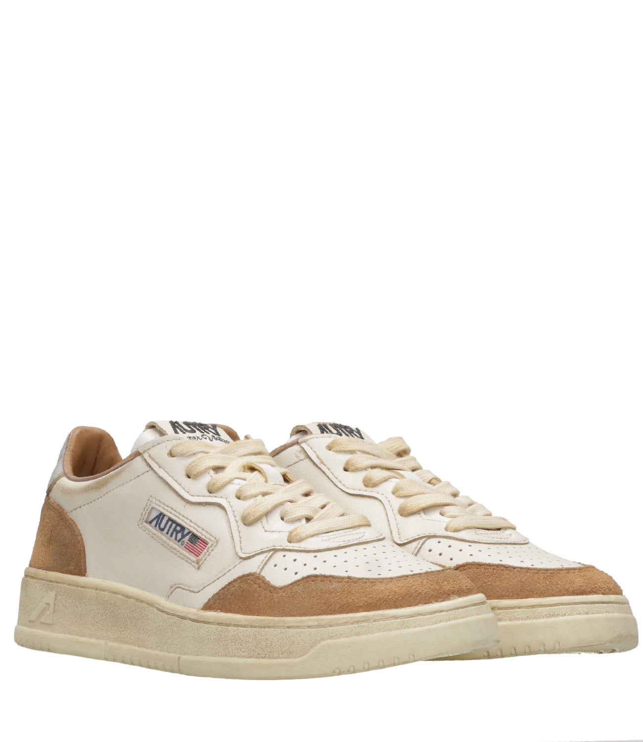 Autry | Sneakers Sup Vint Low Woman Bianco e Cognac