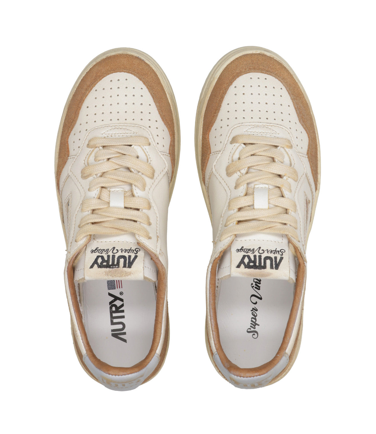 Autry | Sneakers Sup Vint Low Woman Bianco e Cognac